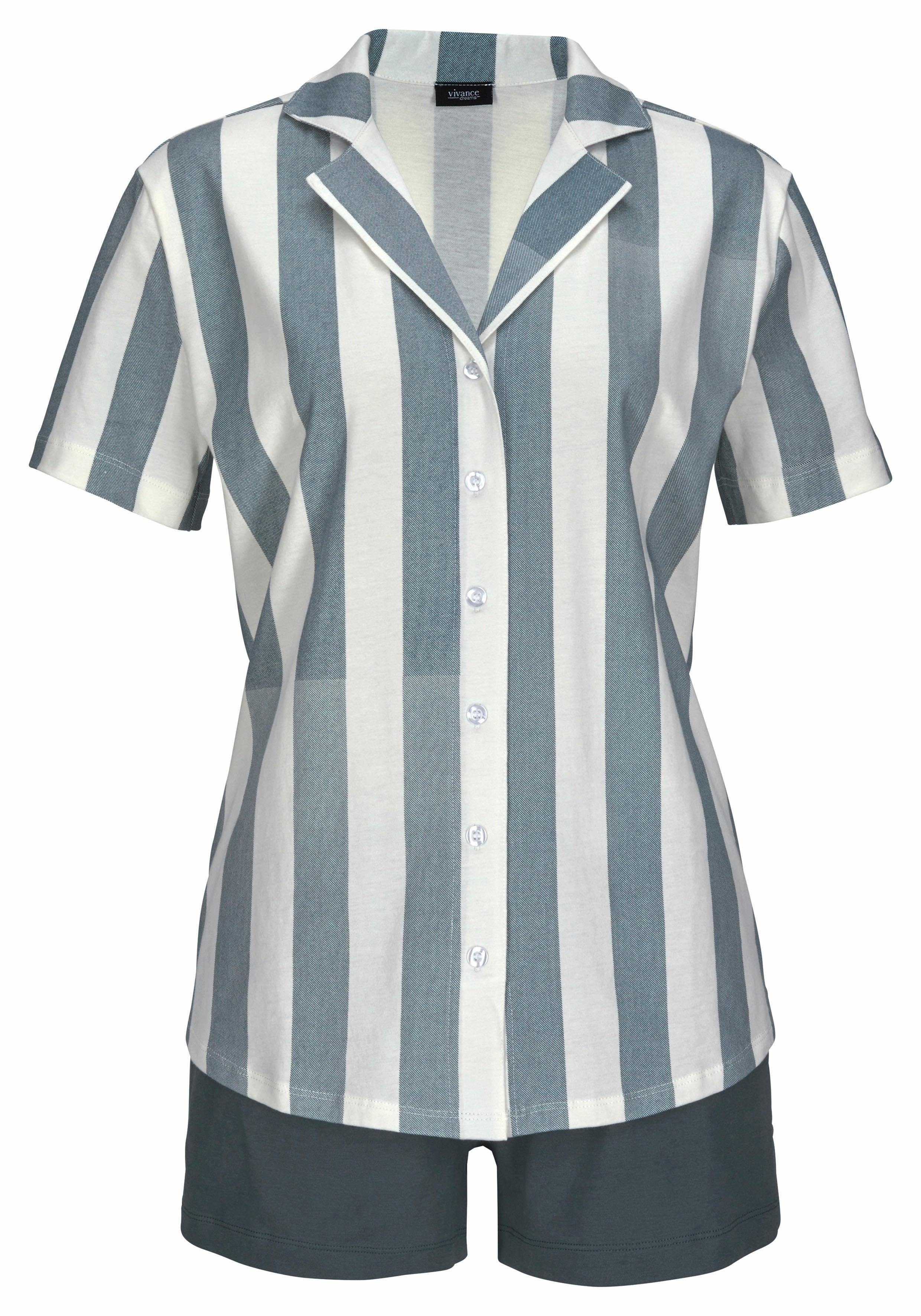 Vivance Dreams Shortama in overhemd-look (2-delig, 1 stuk)
