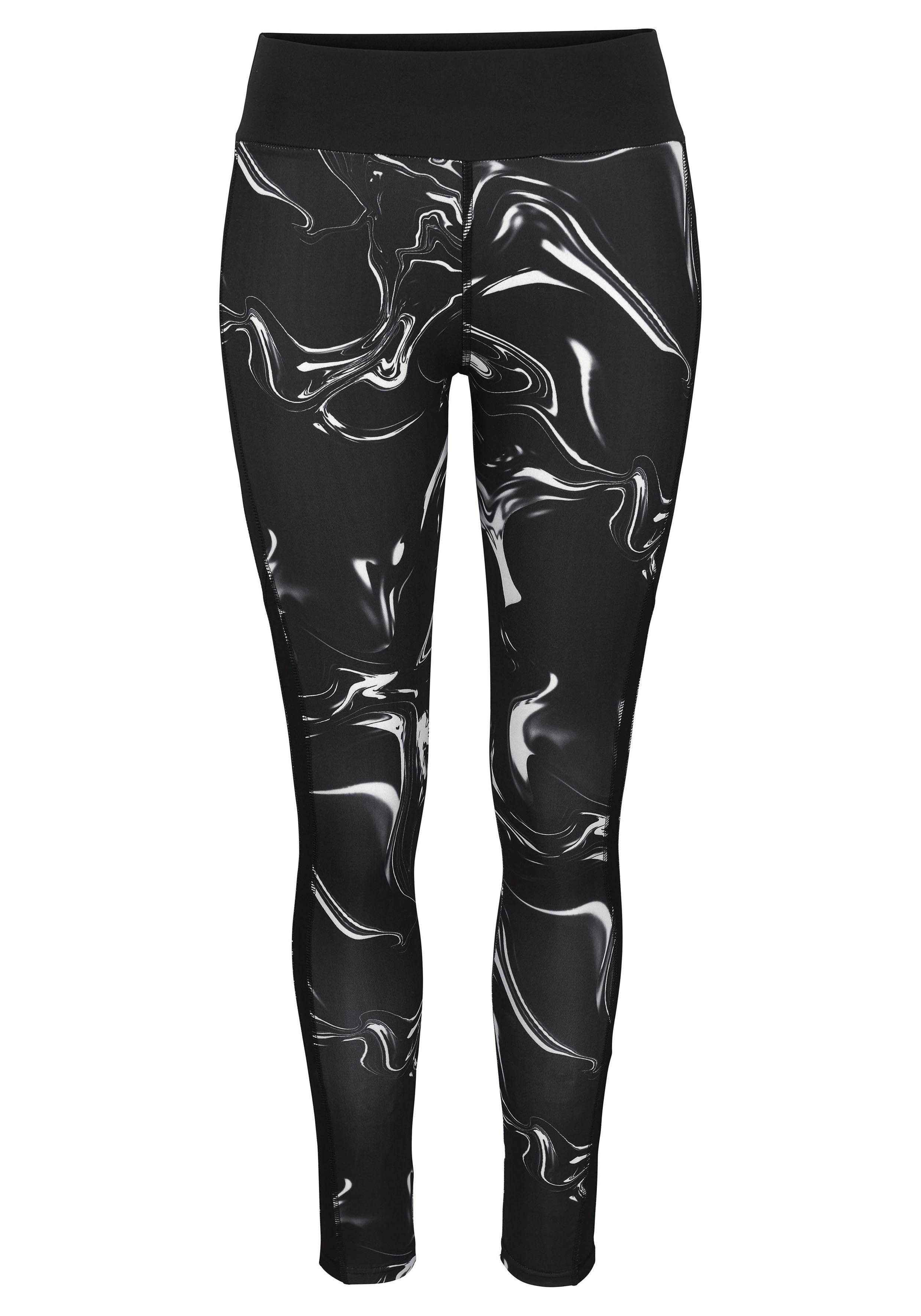 active by Lascana Legging Black Marble Sportbroek met mesh