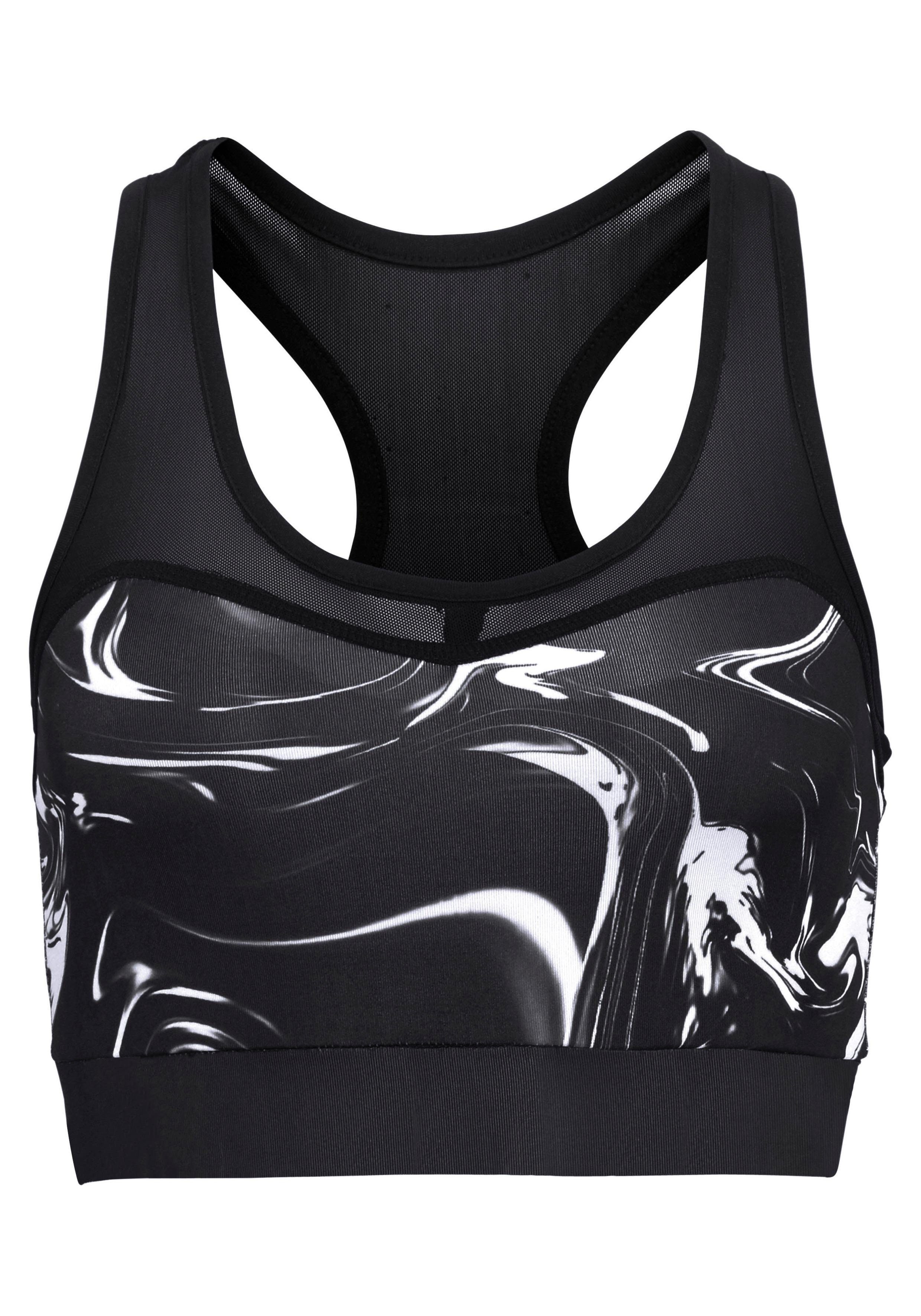 active by Lascana Functioneel shirt Black Marble Sporttop met racerback en mesh