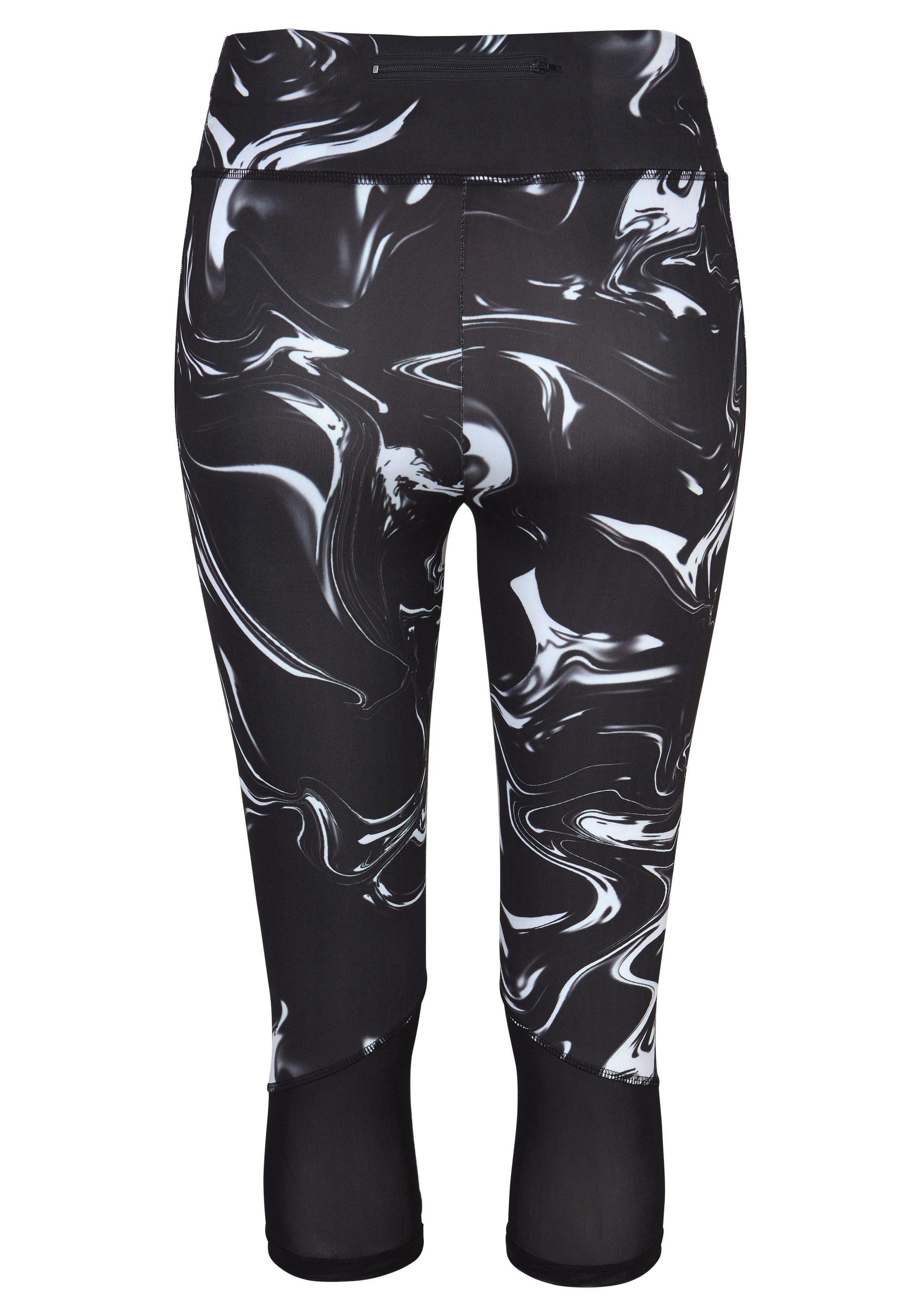 active by Lascana Caprilegging Black Marble Sportbroek met brede band