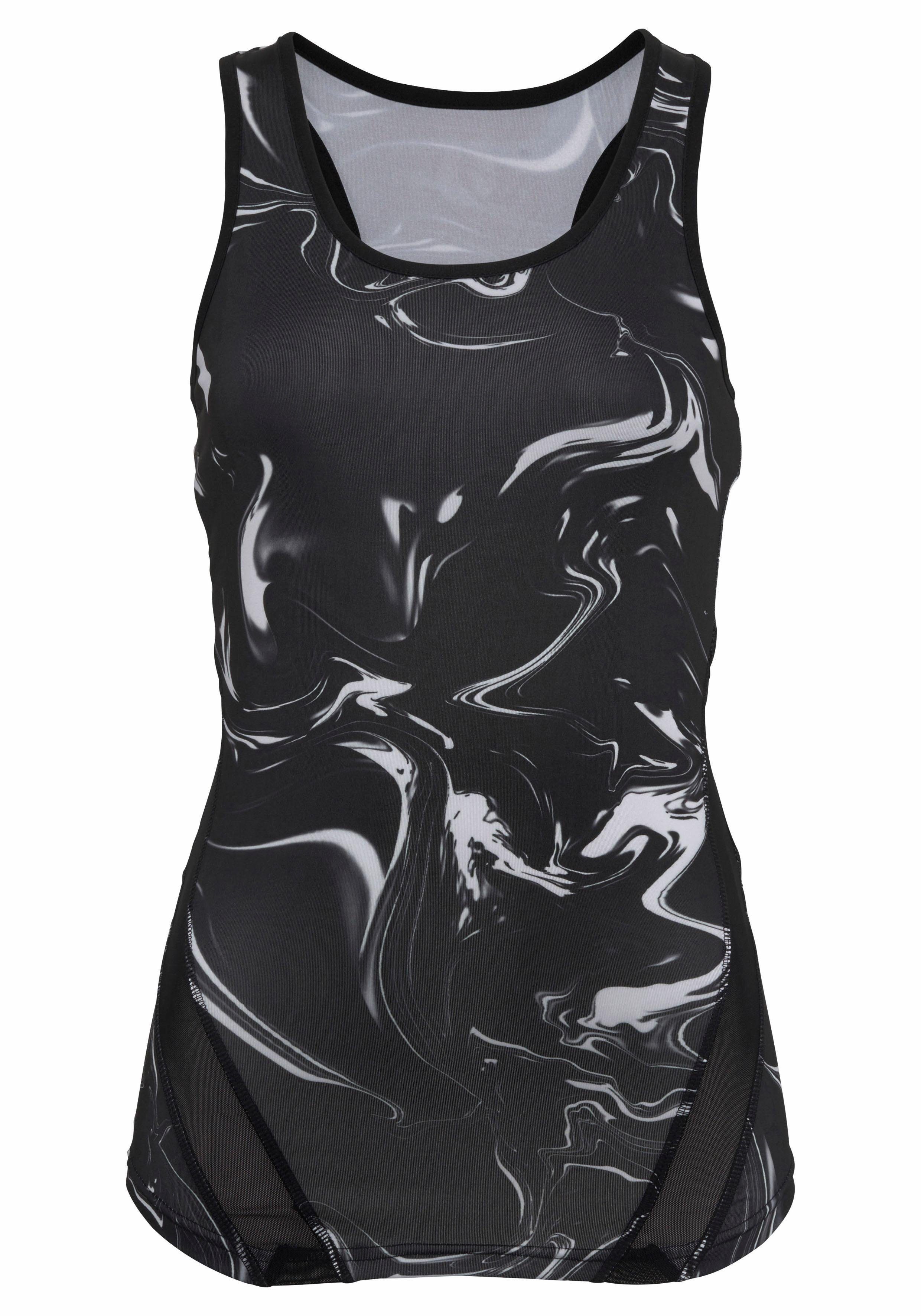 active by Lascana Functioneel shirt Black Marble Sportshirt met brede racerback