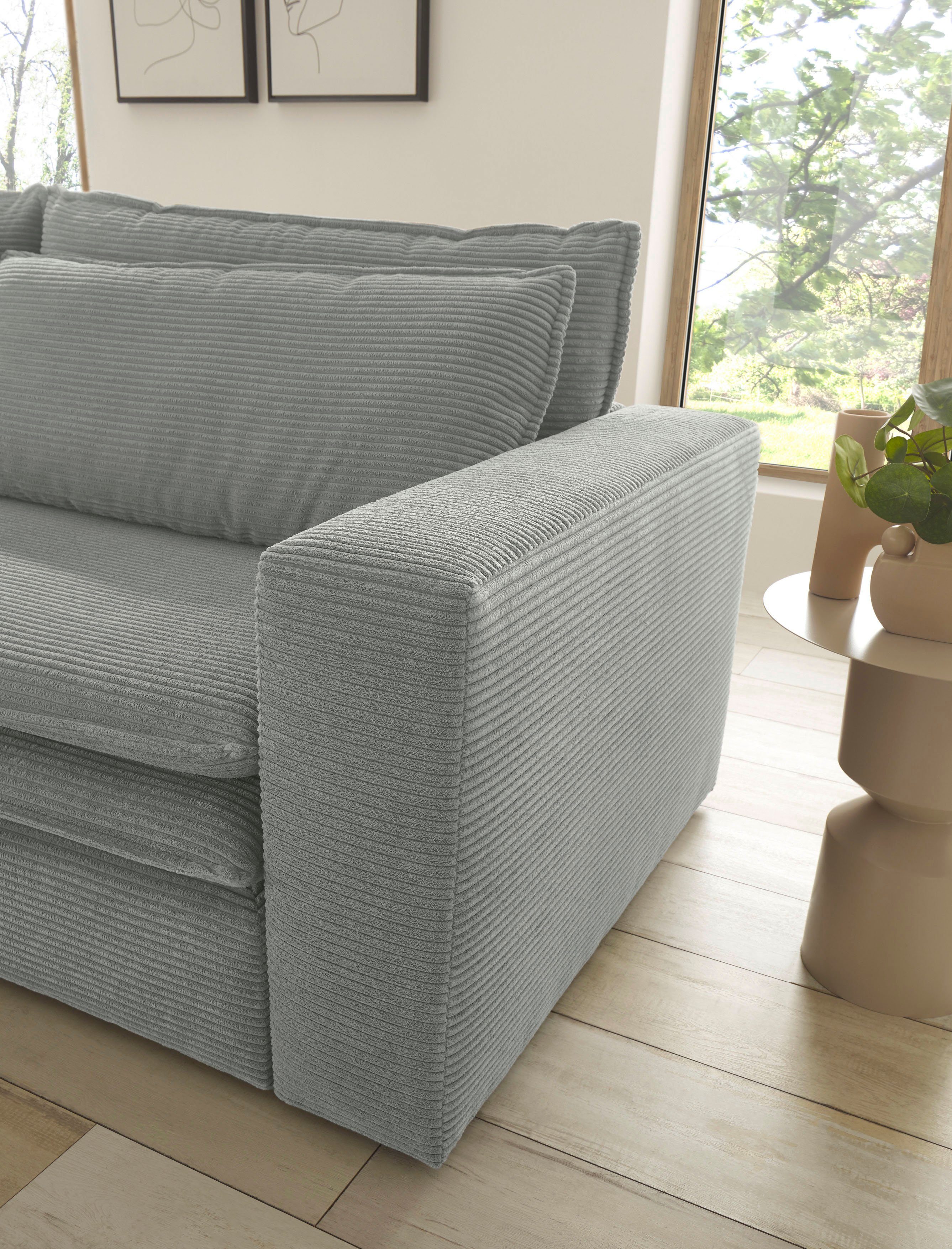 Places of Style 3-zitsbank PIAGGE Cord-bekleding - met slaapfunctie en bedkist, met praktische topmatras