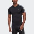 adidas performance t-shirt techfit 3-stripes training zwart
