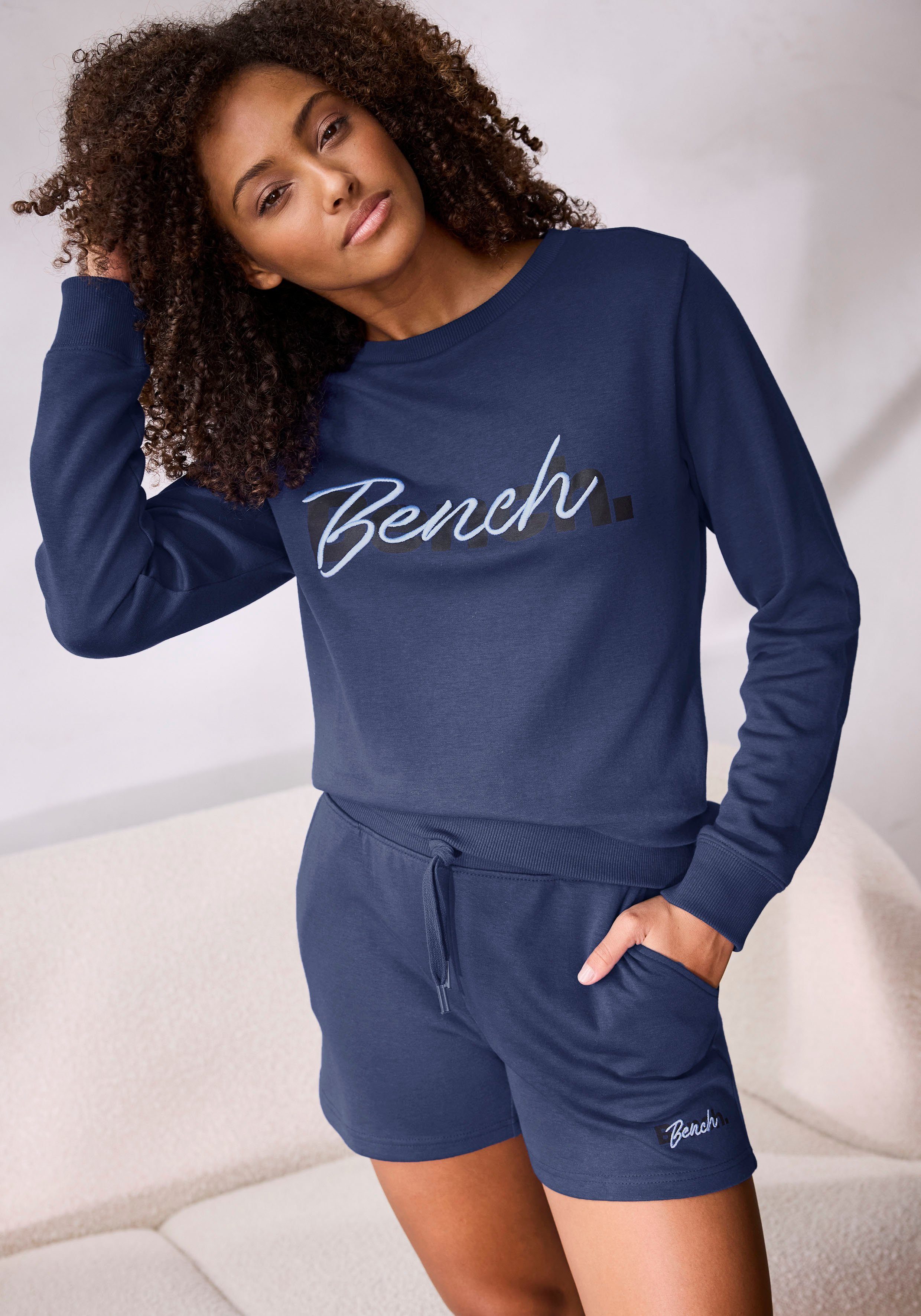 Bench. Loungewear Sweatshirt met logoprint en borduurwerk, loungepak