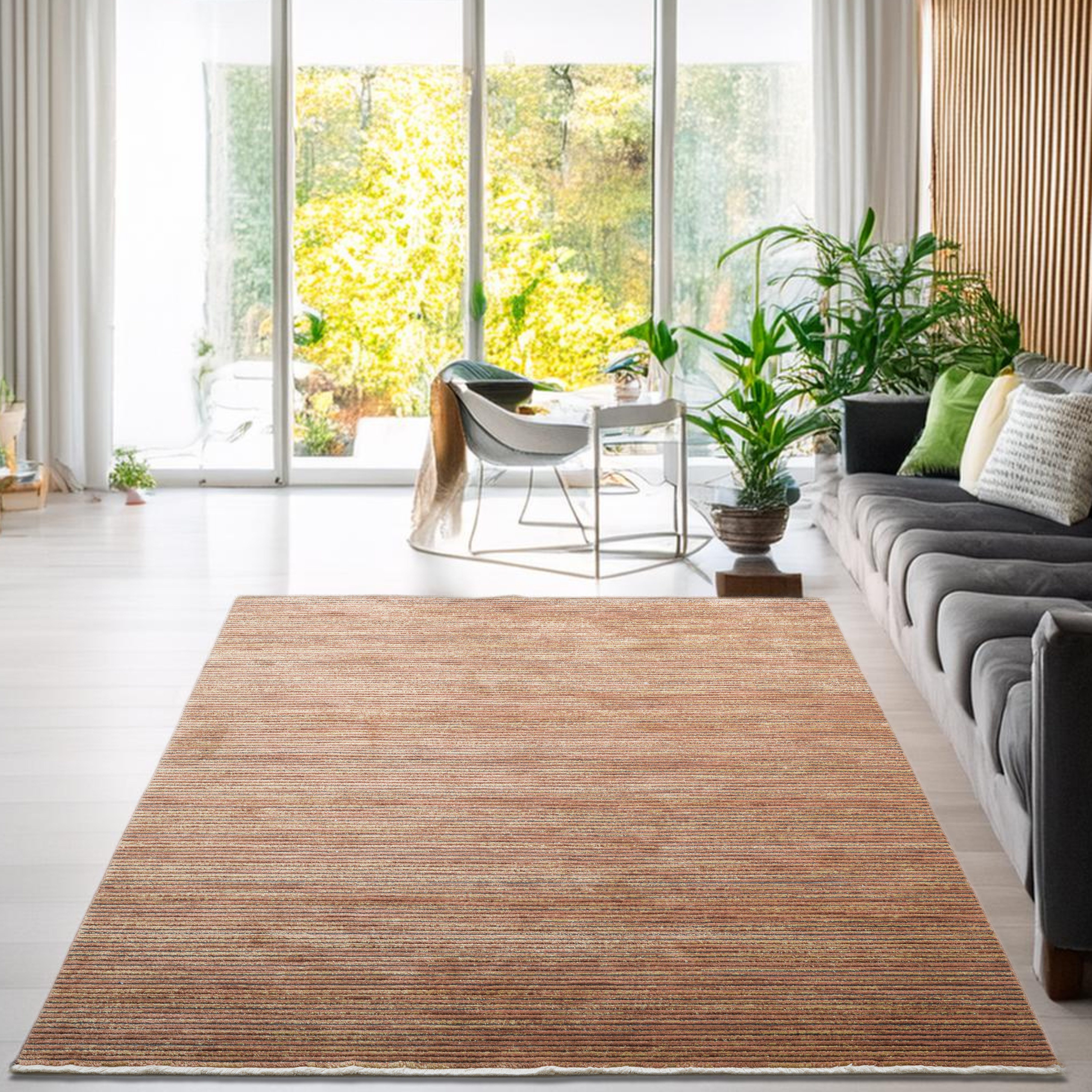 Gino Falcone Vloerkleed Corduletta UNI Korte pool, gemêleerd, moderne cordstructuur, met franjes moderne vloerkleden rood