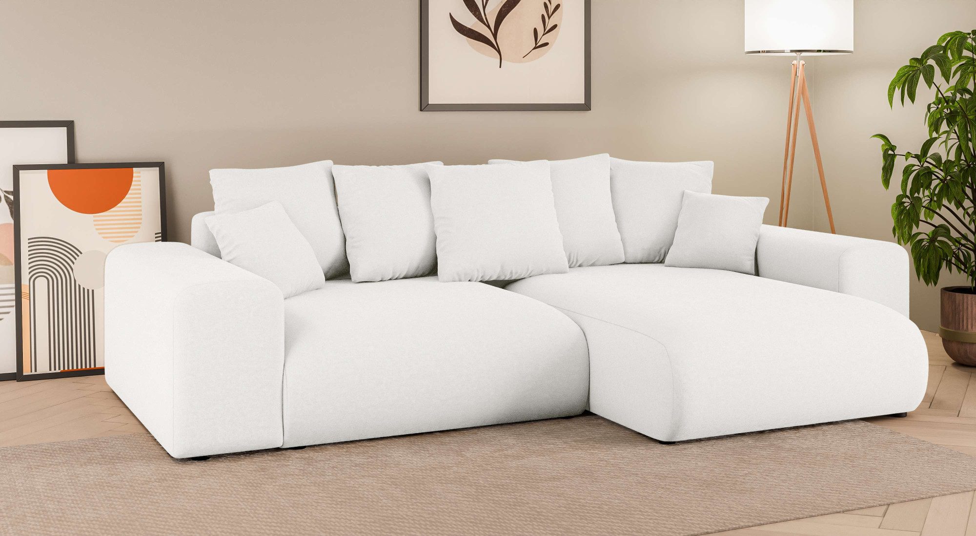 Home affaire Hoekbank LAKESIDE met bedfunctie en bedlade, B/D/H 257/166/84 cm L-vorm, recamiere aan beide zijden monteerbaar, golfondersteuning
