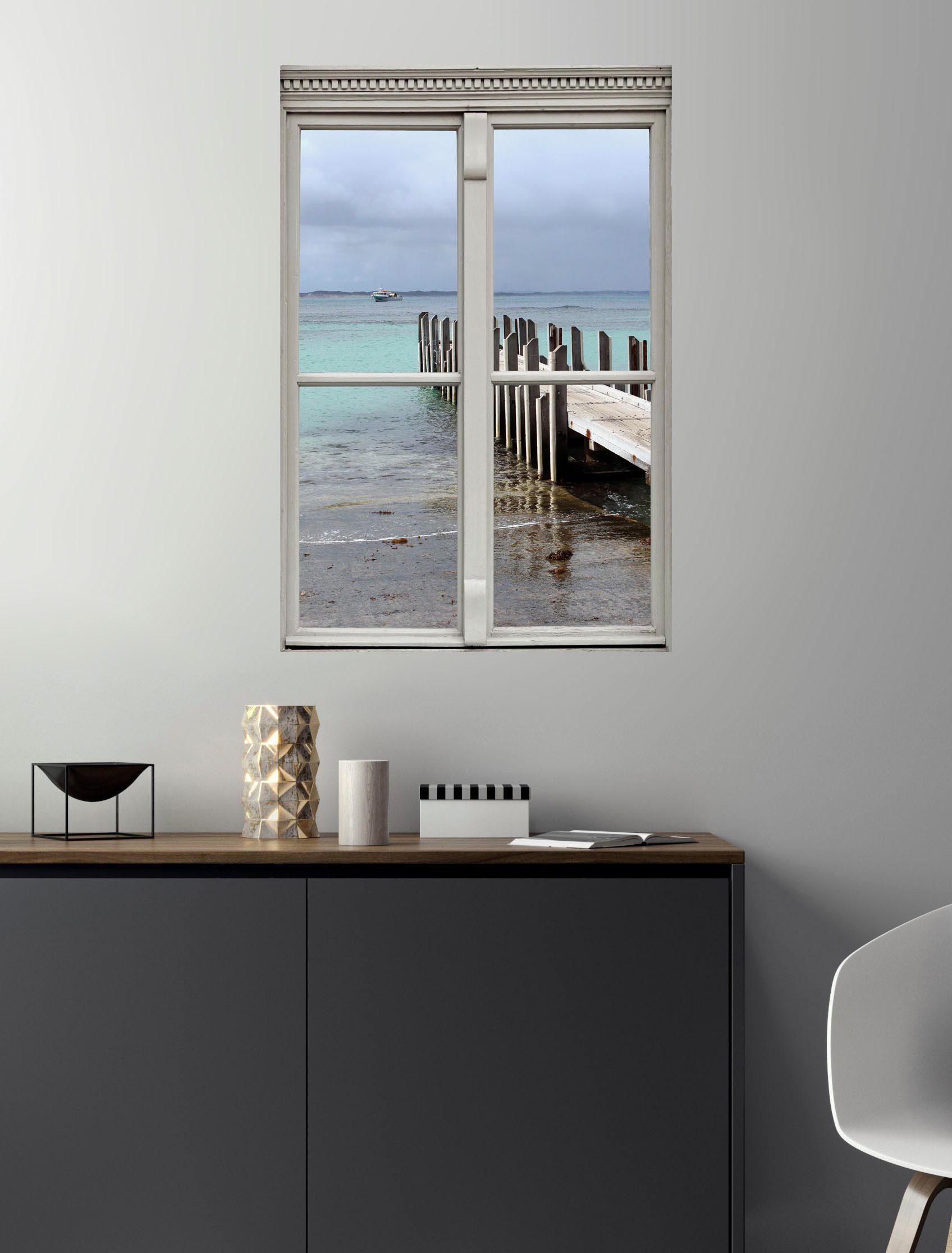 queence Wandfolie Verbindingsstuk Muursticker, muurdecoratie, zelfklevend, 3D, raam