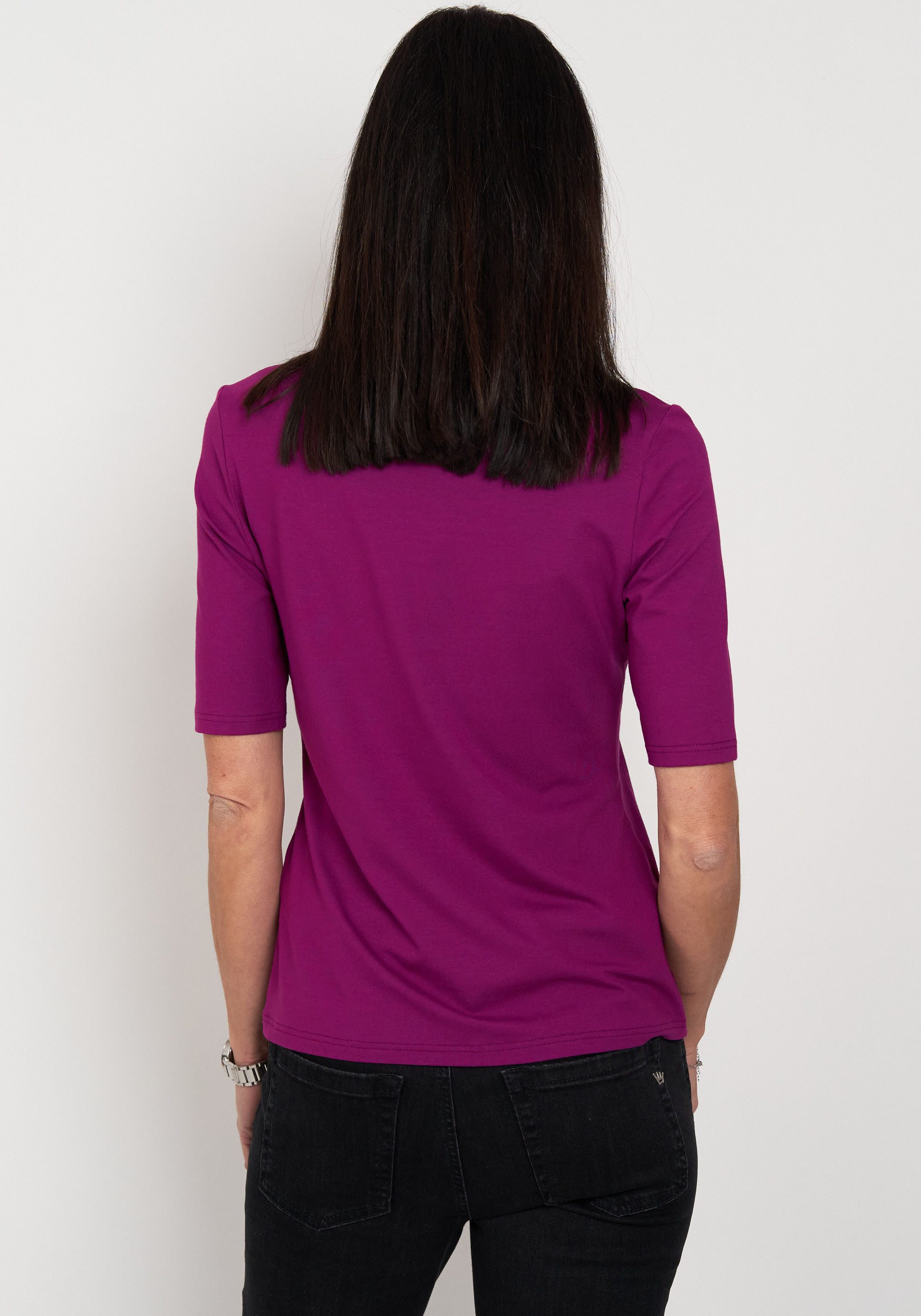 Seidel Moden Shirt met staande kraag in heuplengte, made in germany