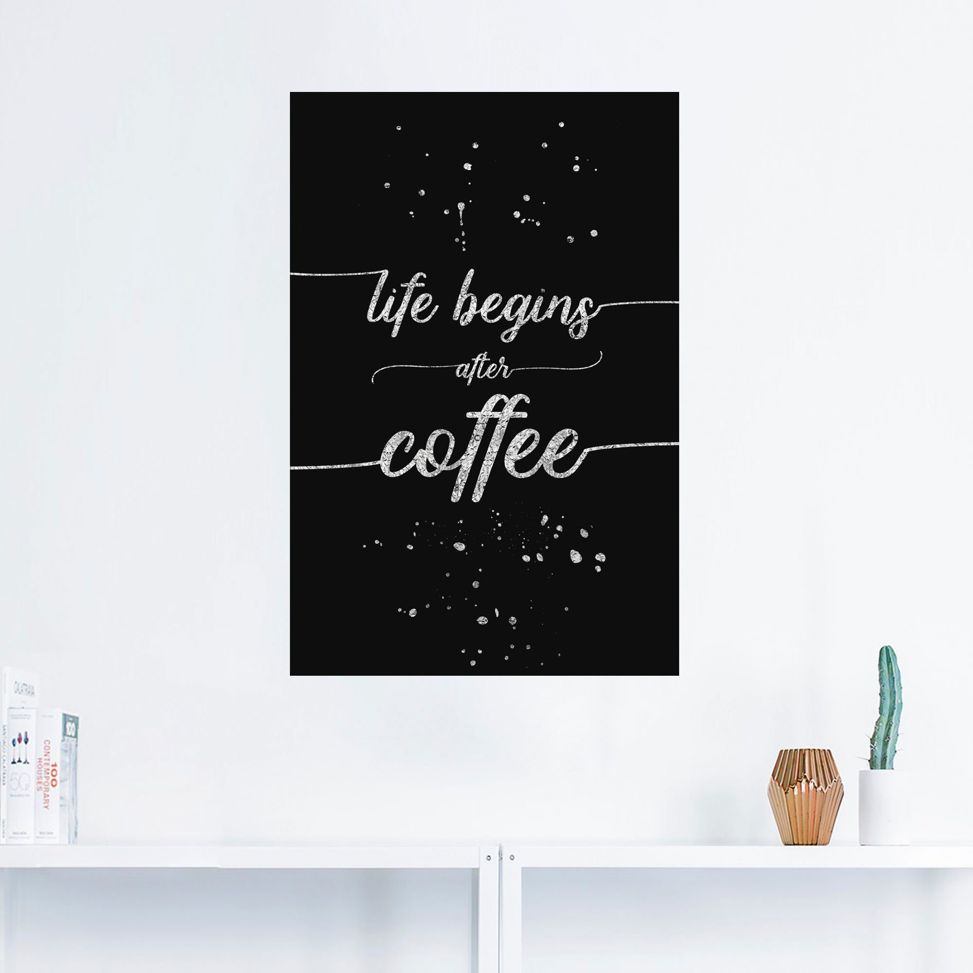 Artland Artprint Het leven begint na de koffie als artprint van aluminium, artprint op linnen, muursticker, verschillende maten