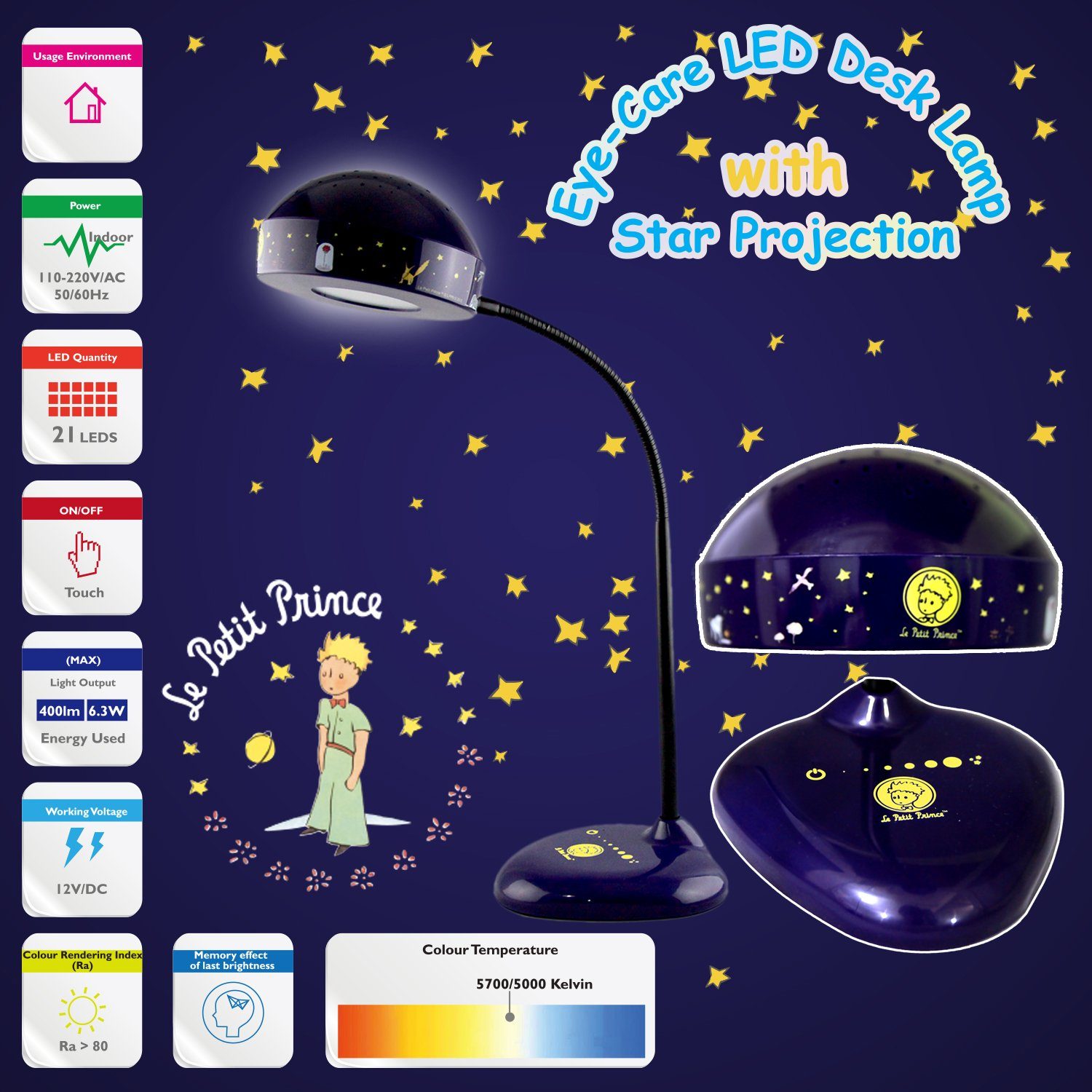 niermann Led-tafellamp Kleine prins Tafel-leeslamp kleine prins, made in Germany (1 stuk)