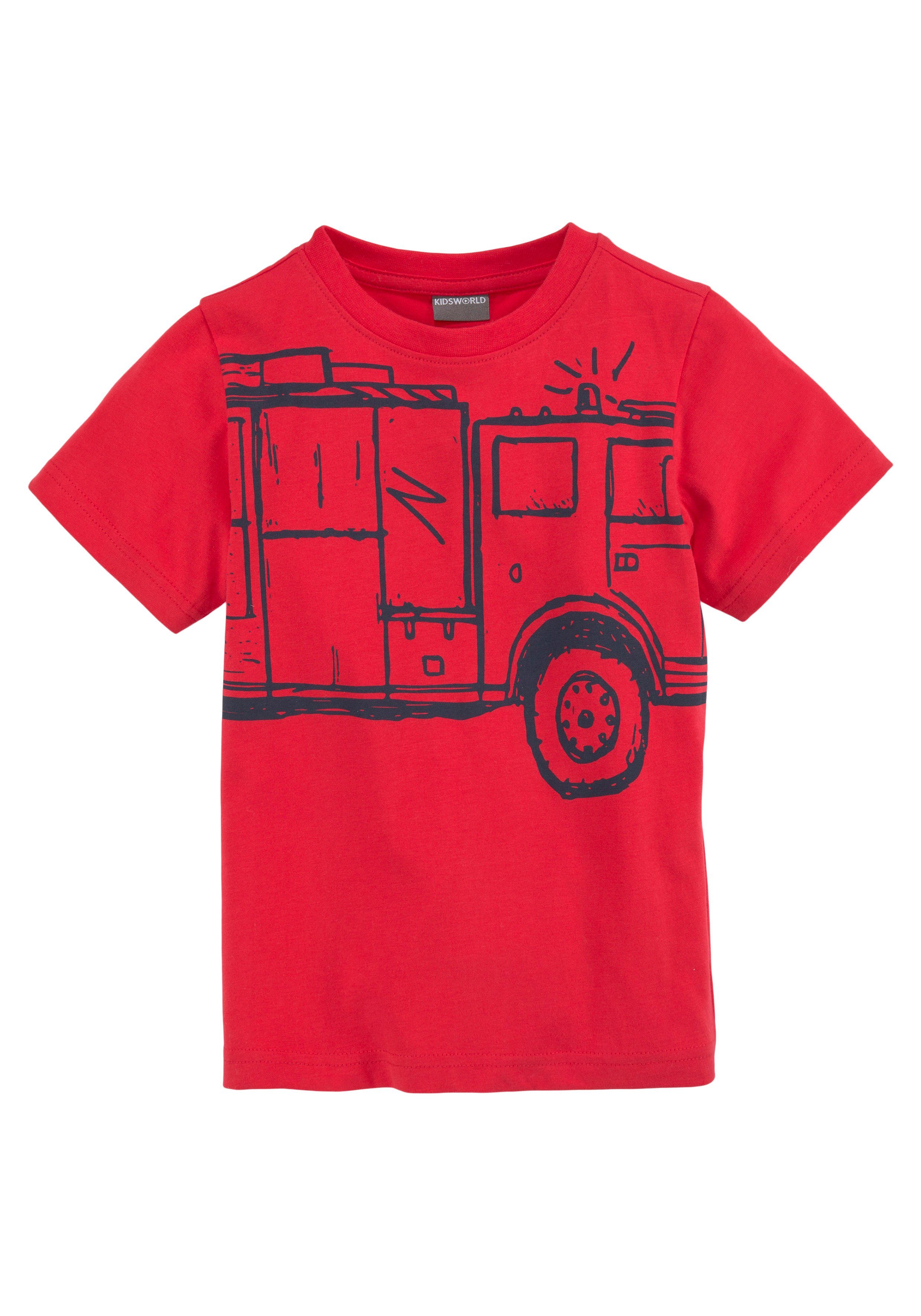 KIDSWORLD T-shirt Brandweer Korte mouwen, basic pasvorm, met trendy print, ronde hals