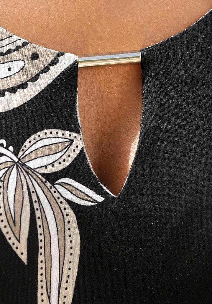 Lascana Jerseyjurk met decoratief detail bij de halslijn, zomerse tuniekjurk, strandjurk