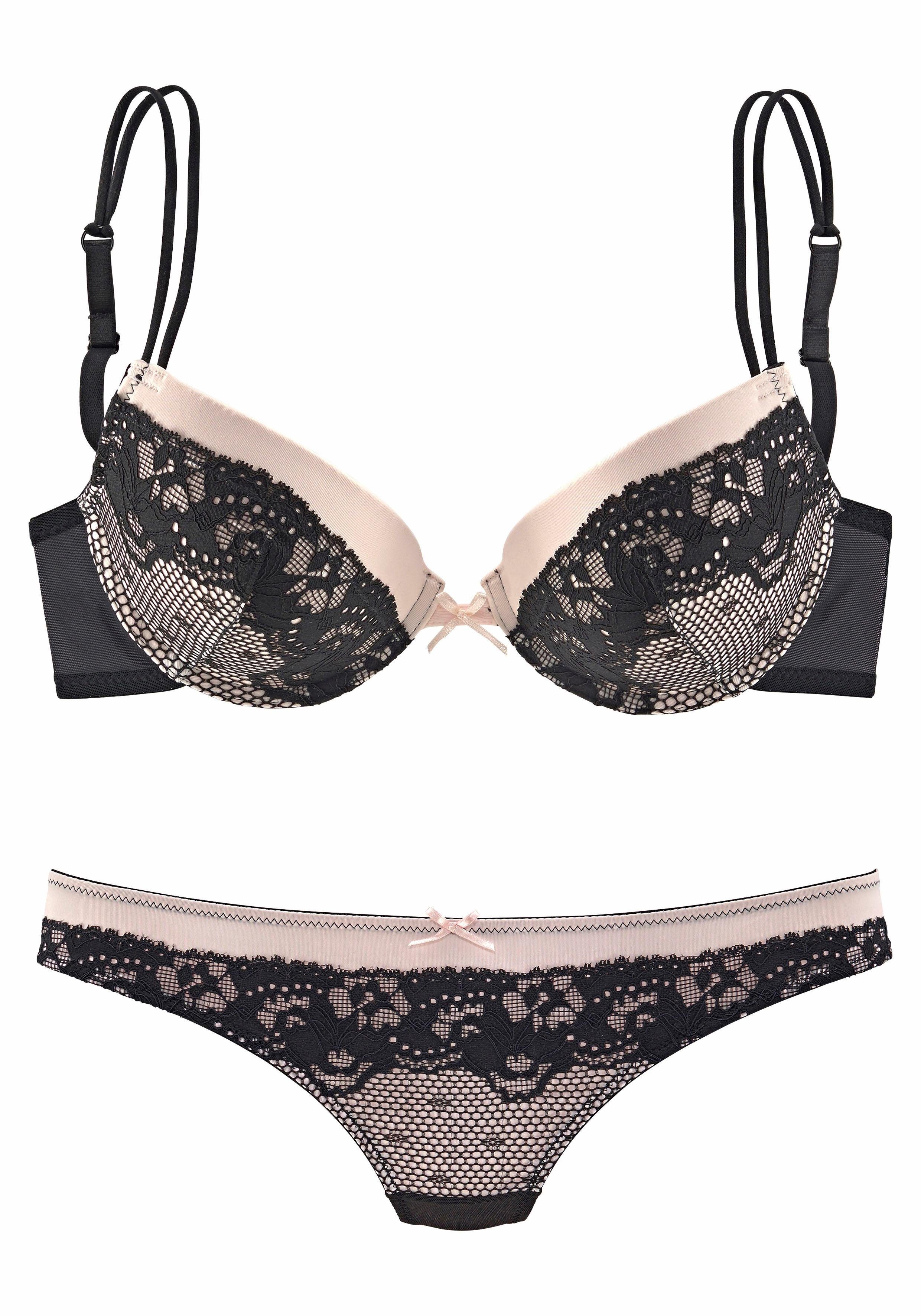 Melrose Set: push-up bh , dessous (set, 2-delig, Met string)