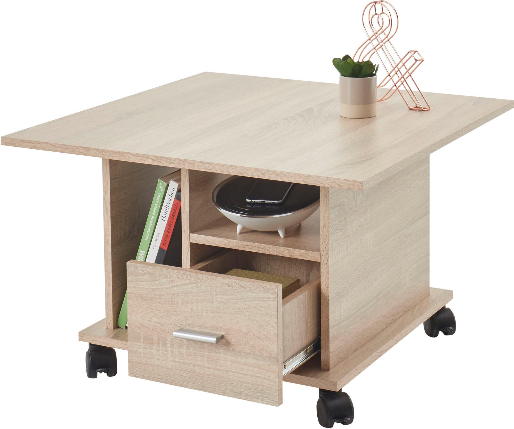 Stolkom Salontafel Activio rollend, tafel met lade