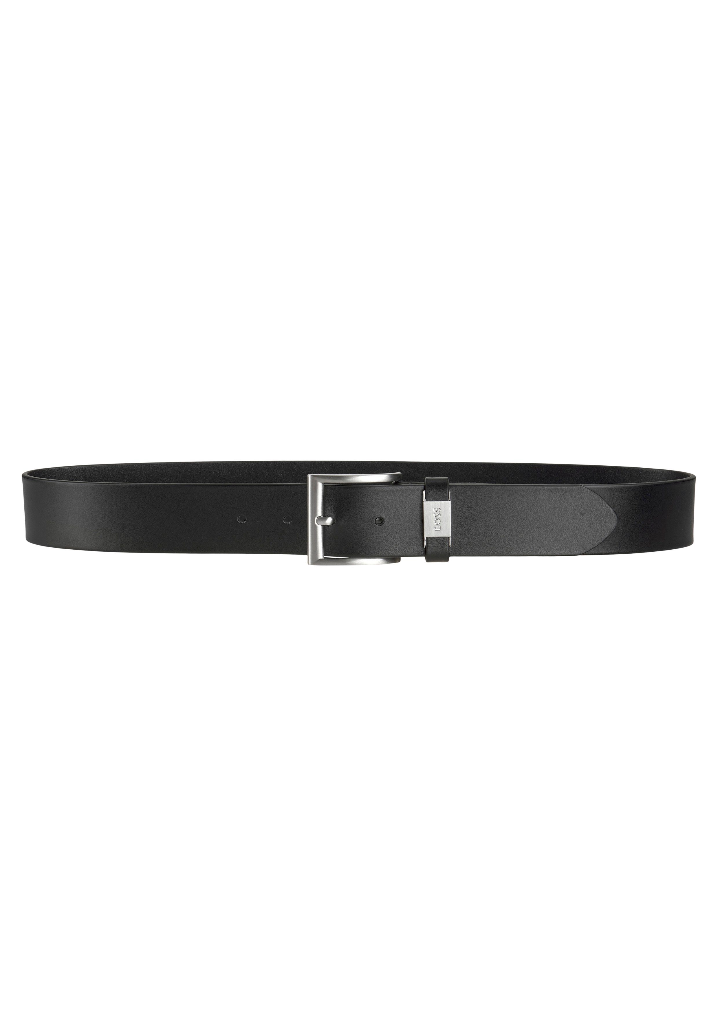 Boss Leren riem Connio zilverkleurige sluiting & logo-tekst op de lus