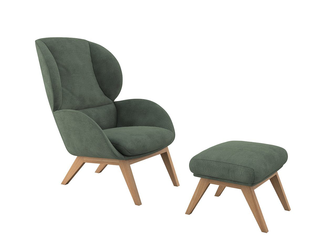 FLEXLUX Oorfauteuil Adria Stijl & comfort, organische vorm, eikenhouten voet