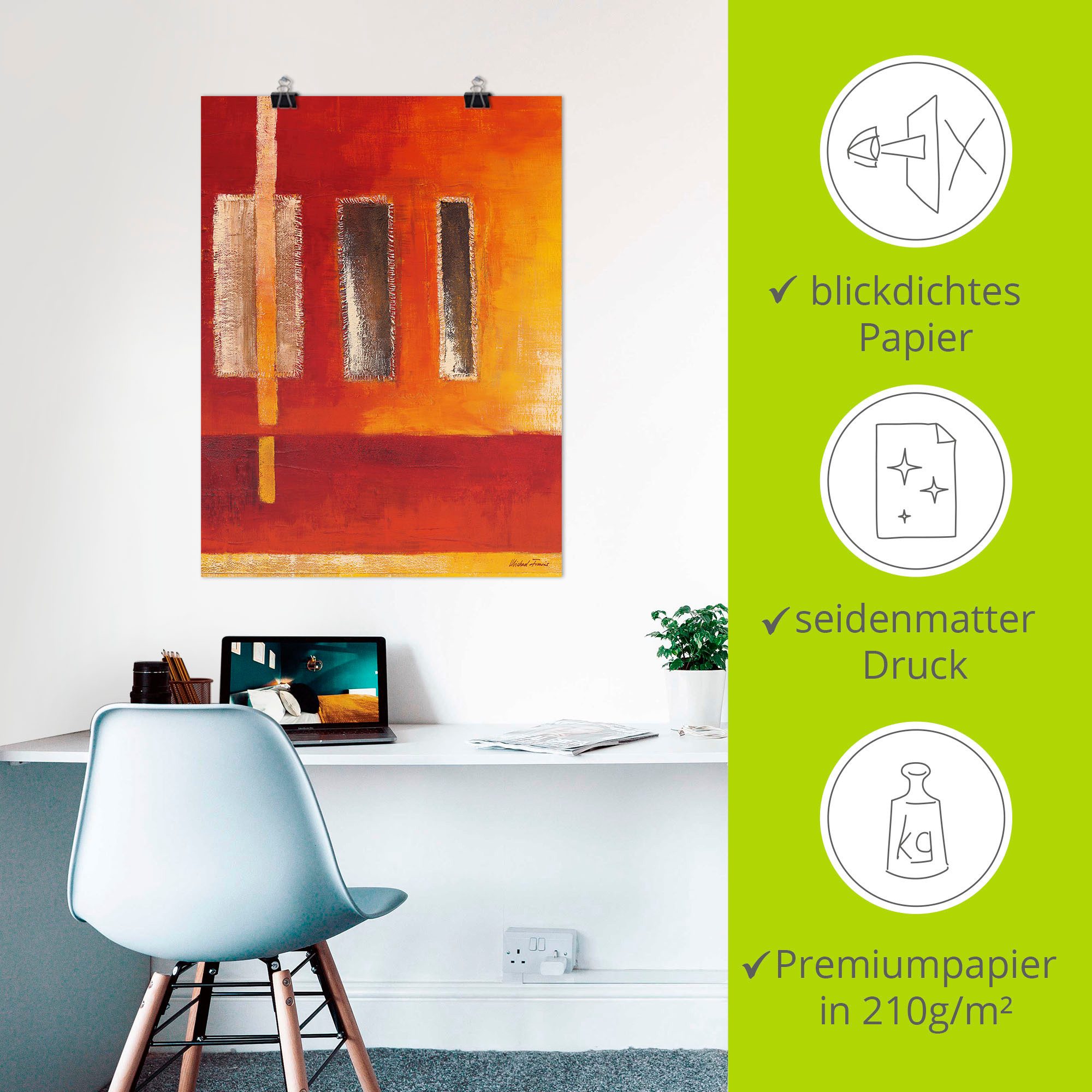 Artland Artprint Velden I - abstract als artprint op linnen, poster in verschillende formaten maten