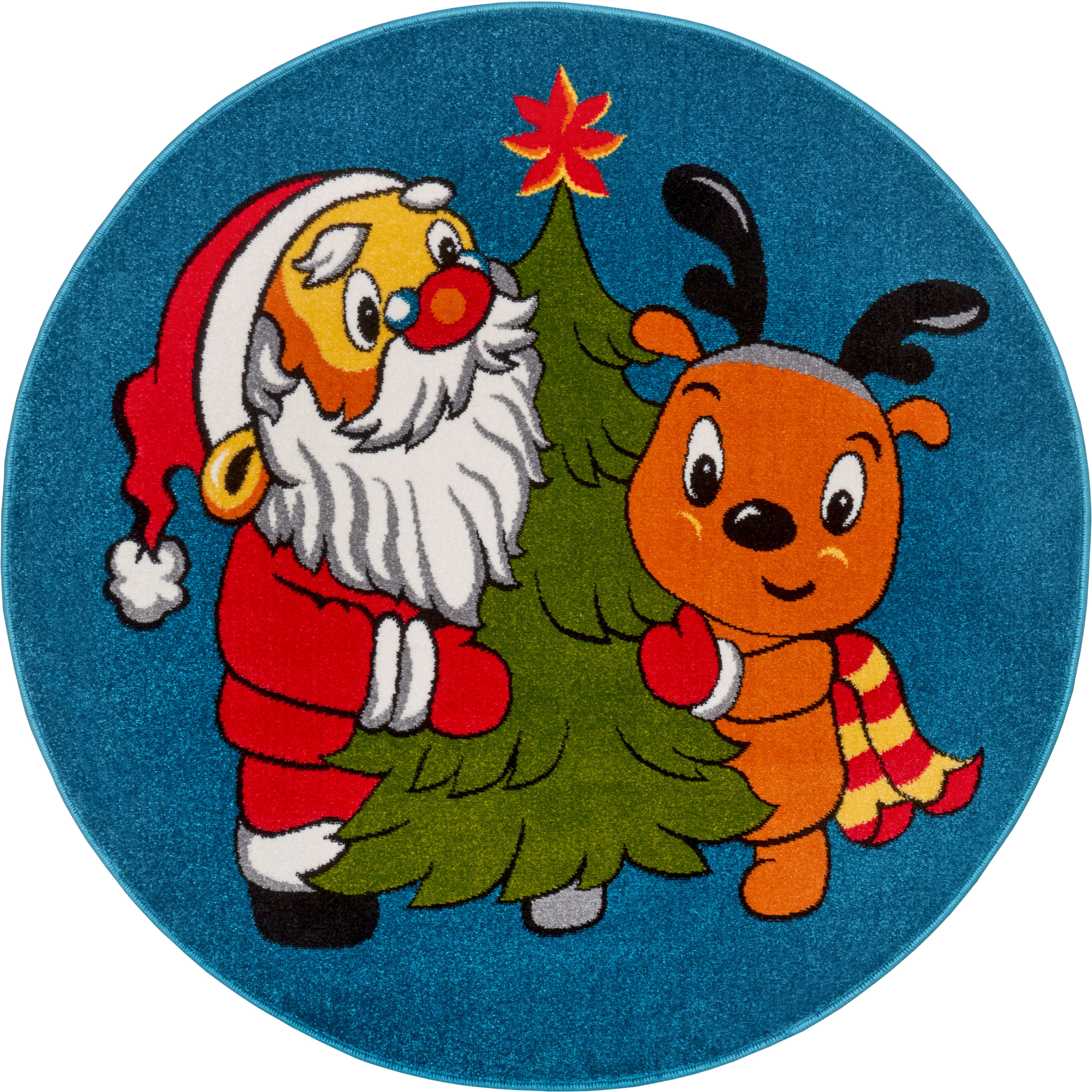 Rond kindervloerkleed Kerstman & Rudolf - multi 133 cm rond