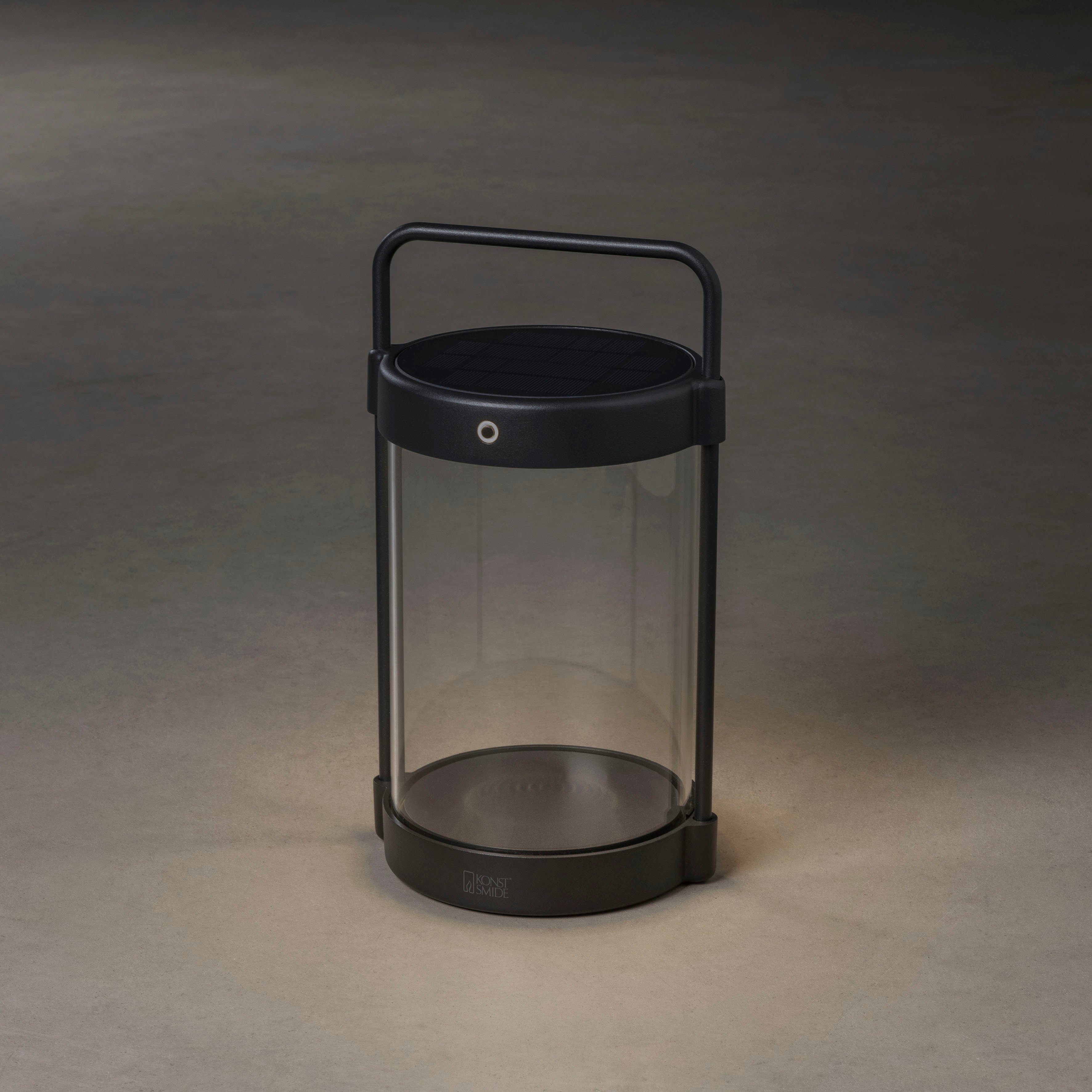 KONSTSMIDE Led lantaarn Crotone Crotone LED solar/USB-lantaarn zwart, dimbaar, schemering (2 stuks)