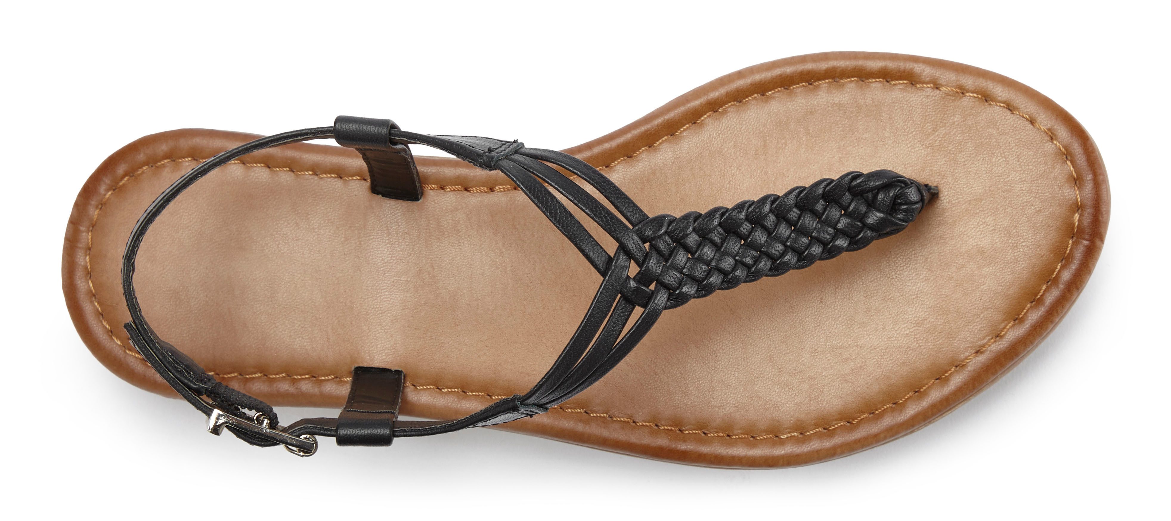 Vivance Teenslippers Sandalette, zomerschoen, sandaal van leer met vlecht-look