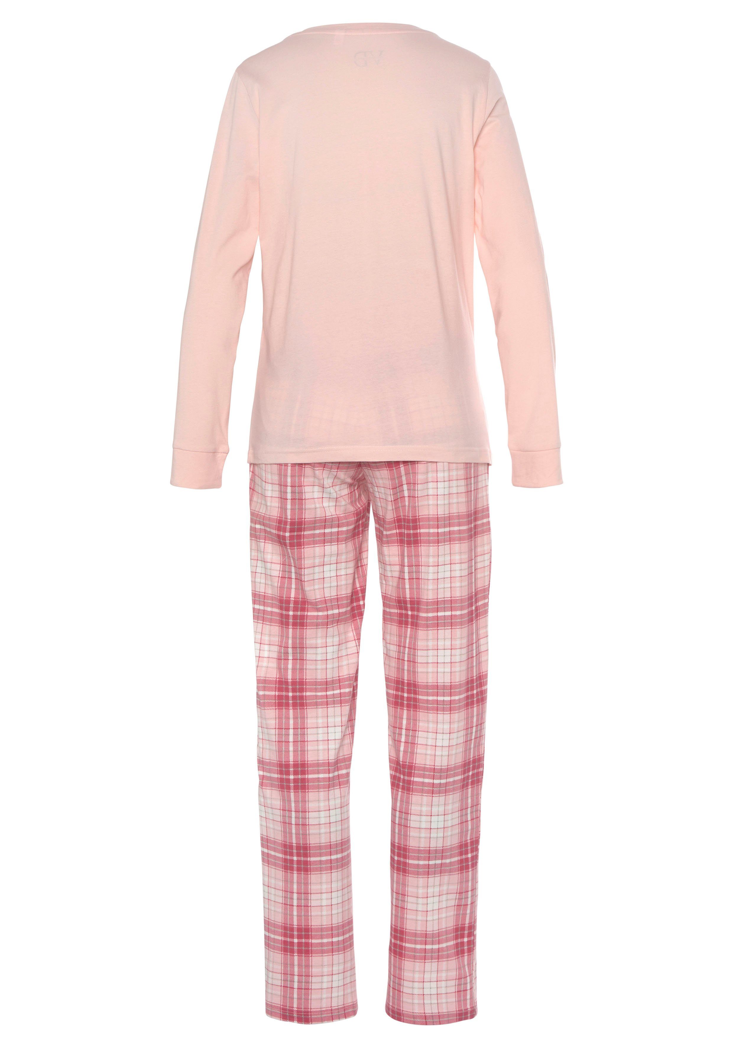 Vivance Dreams Pyjama met ruit- en bloemenprint in een dubbelpack (4-delig, Set van 2)