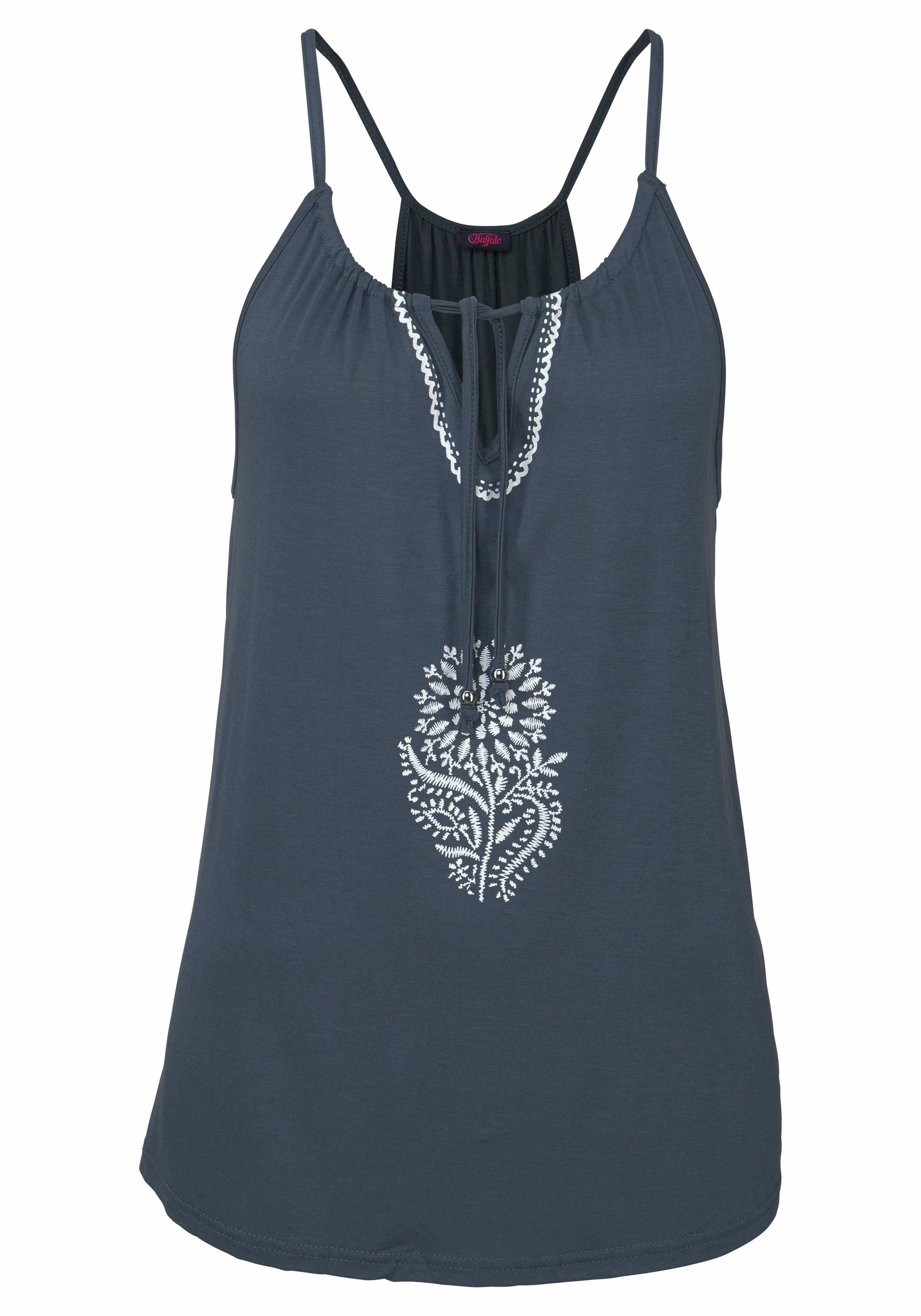 Buffalo Strandtop met print in borduursel-look, spaghetti bandjes, dames top, casual
