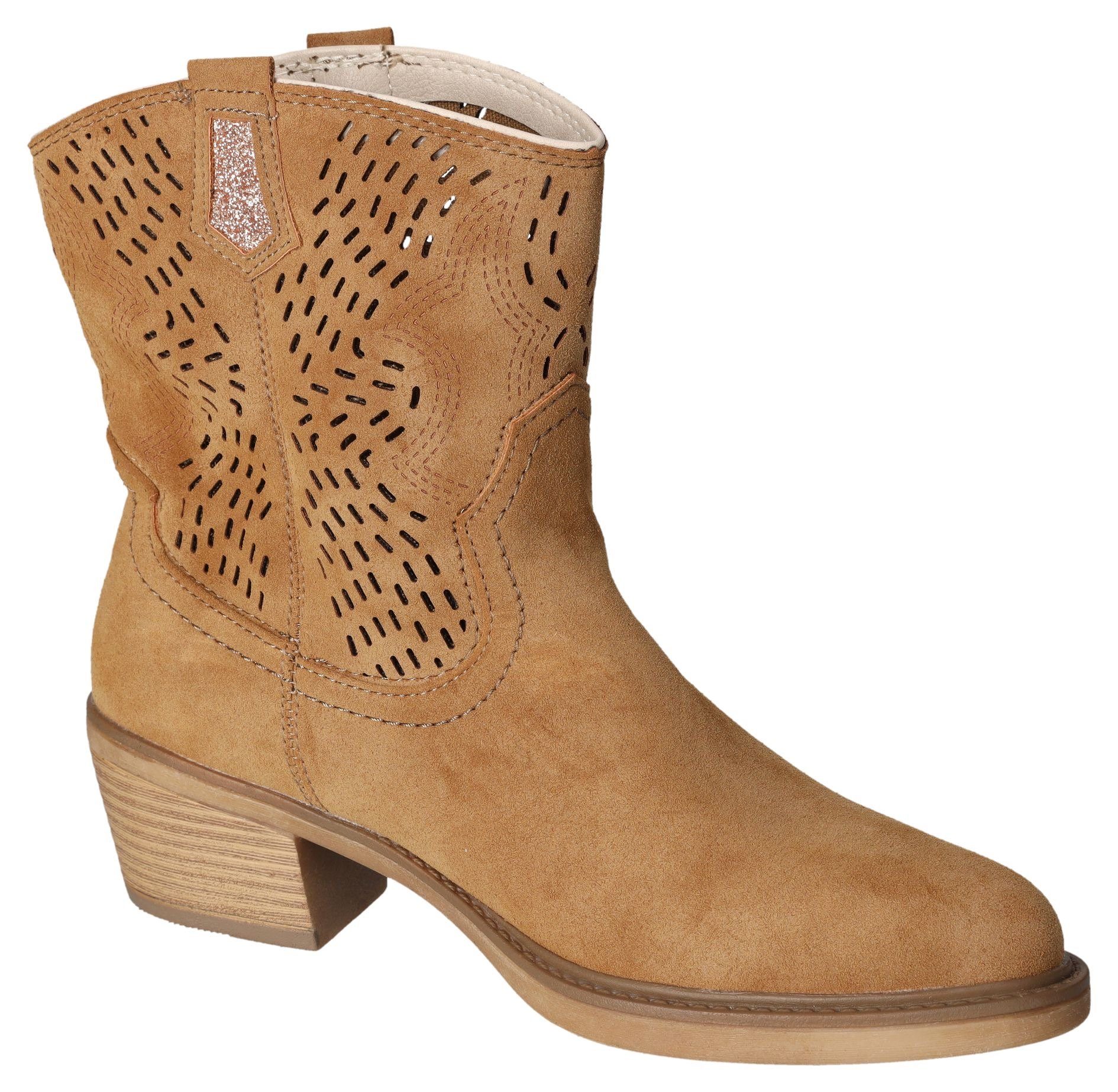 Mustang Shoes Cowboylaarsjes Cowboy enkellaarsjes, laarzen met ingewikkelde perforatie op de schacht
