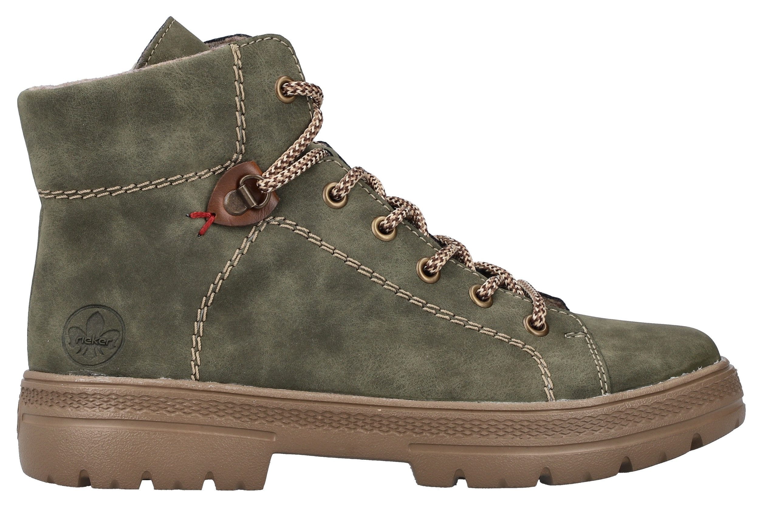Rieker Veterschoenen enkellaars, plateausool, contrastnaad, met binnenrits