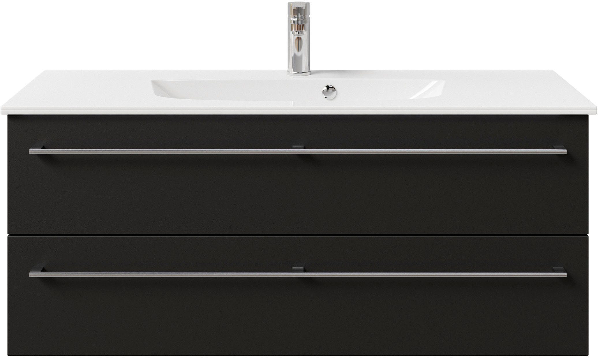 Saphir Wastafelonderkast Serie 6025 mineraalmarmeren wastafel met onderkast, 117 cm breed (2-delig)
