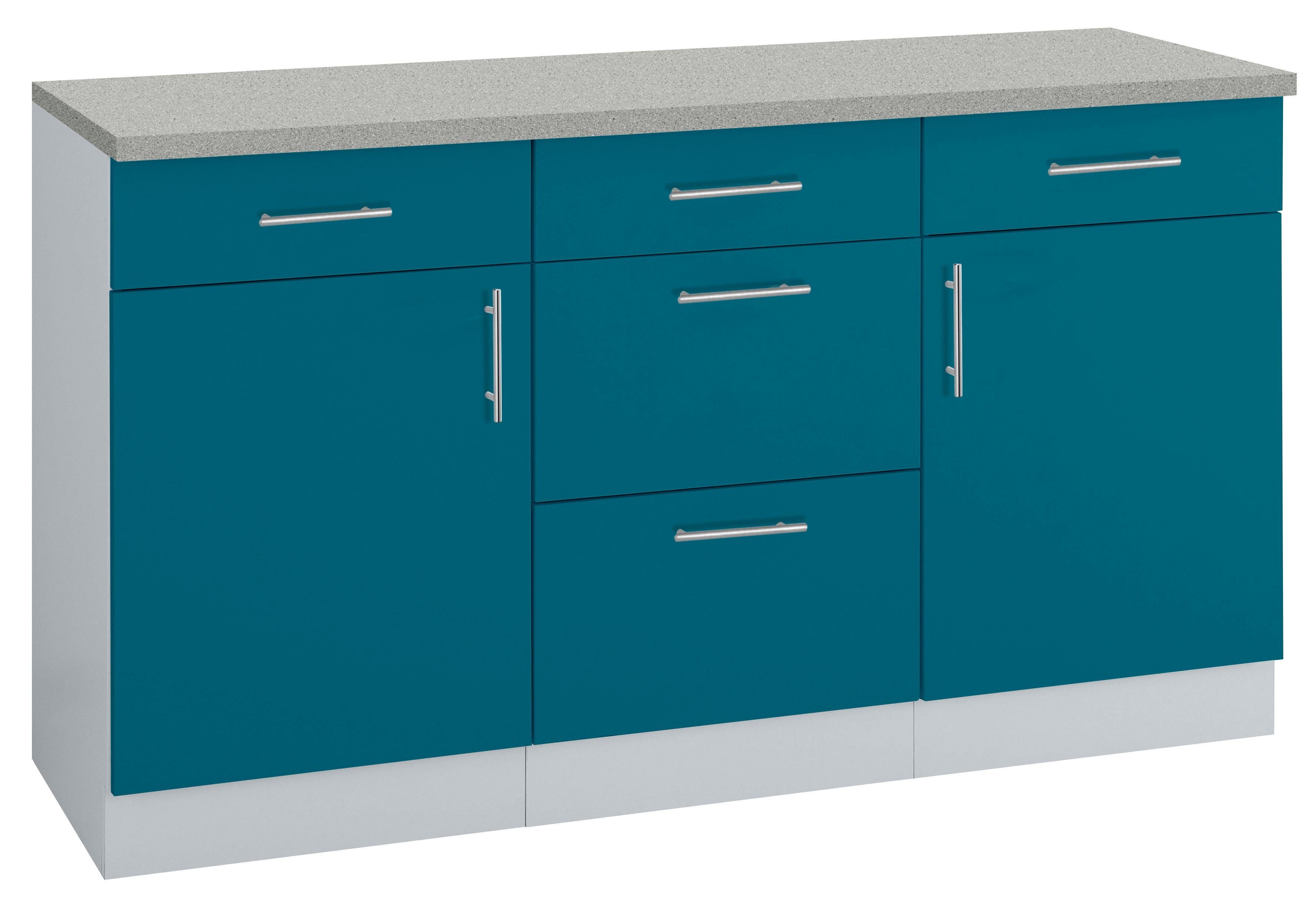 wiho Küchen Onderkast Kiel 150 cm breed onderkasten blauw