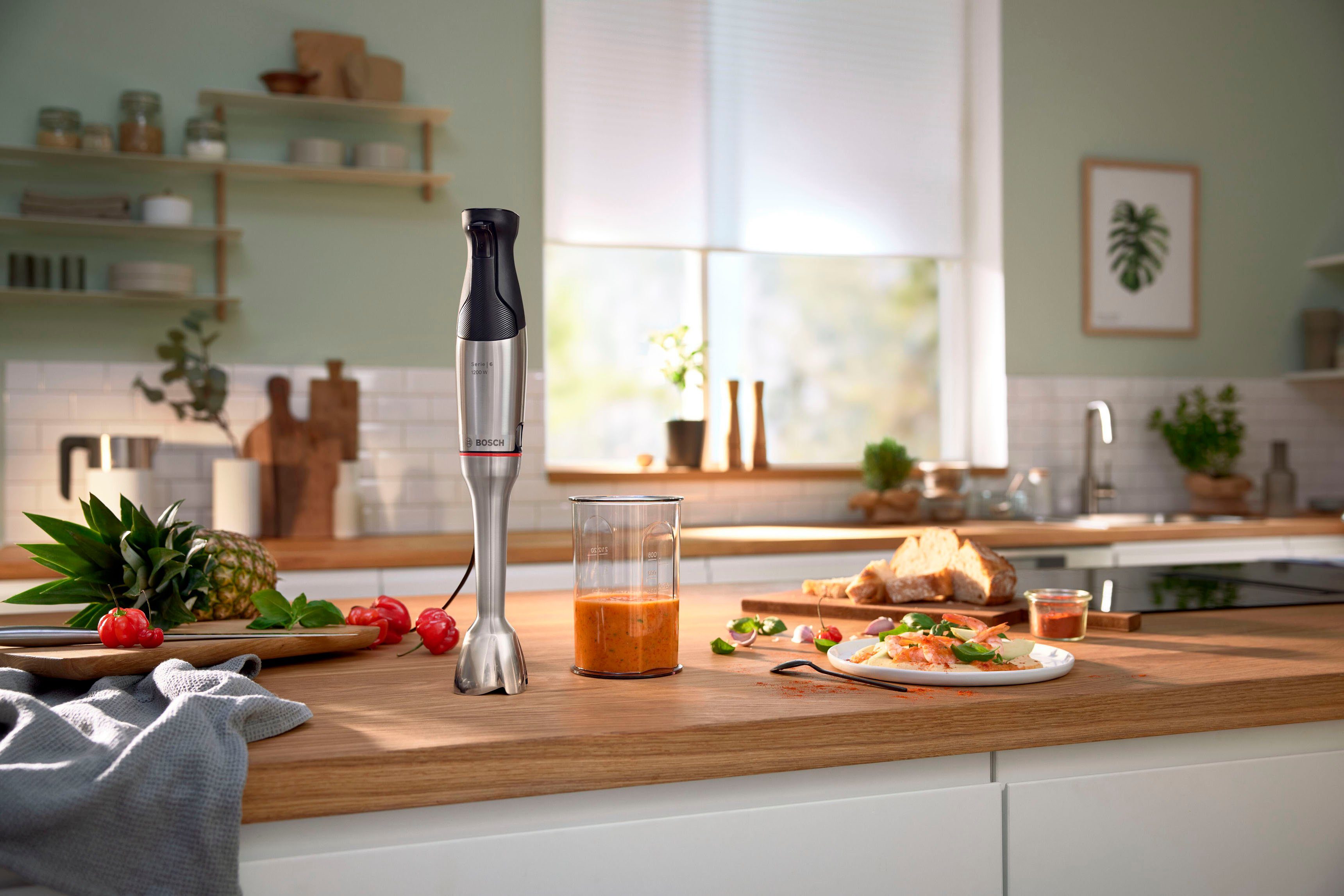 BOSCH Staafmixer ErgoMaster Serie 6 MSM6M810, 4 messen, mixvoet roestvrij staal, zwart