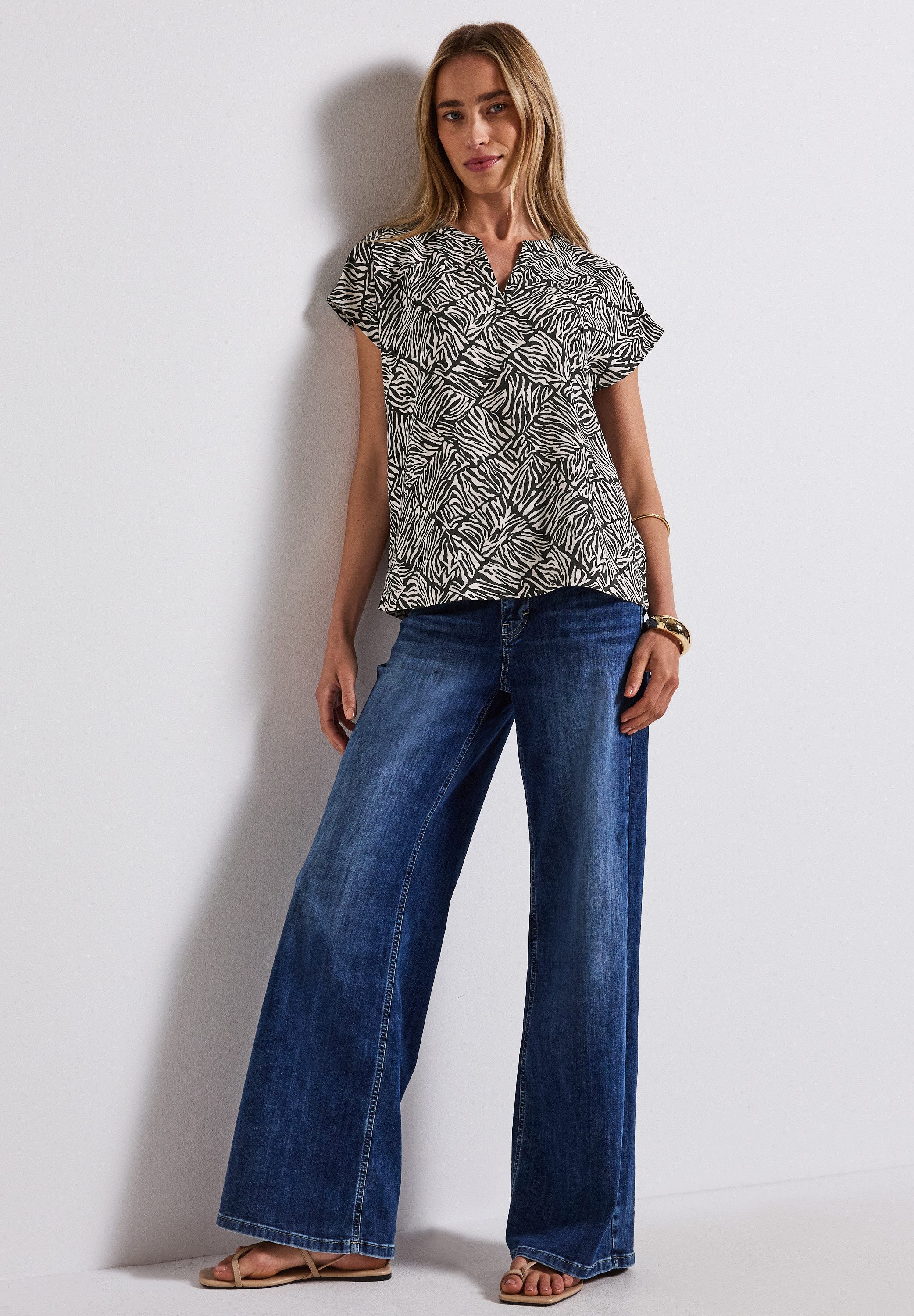 STREET ONE Blouse met korte mouwen met minimal-print