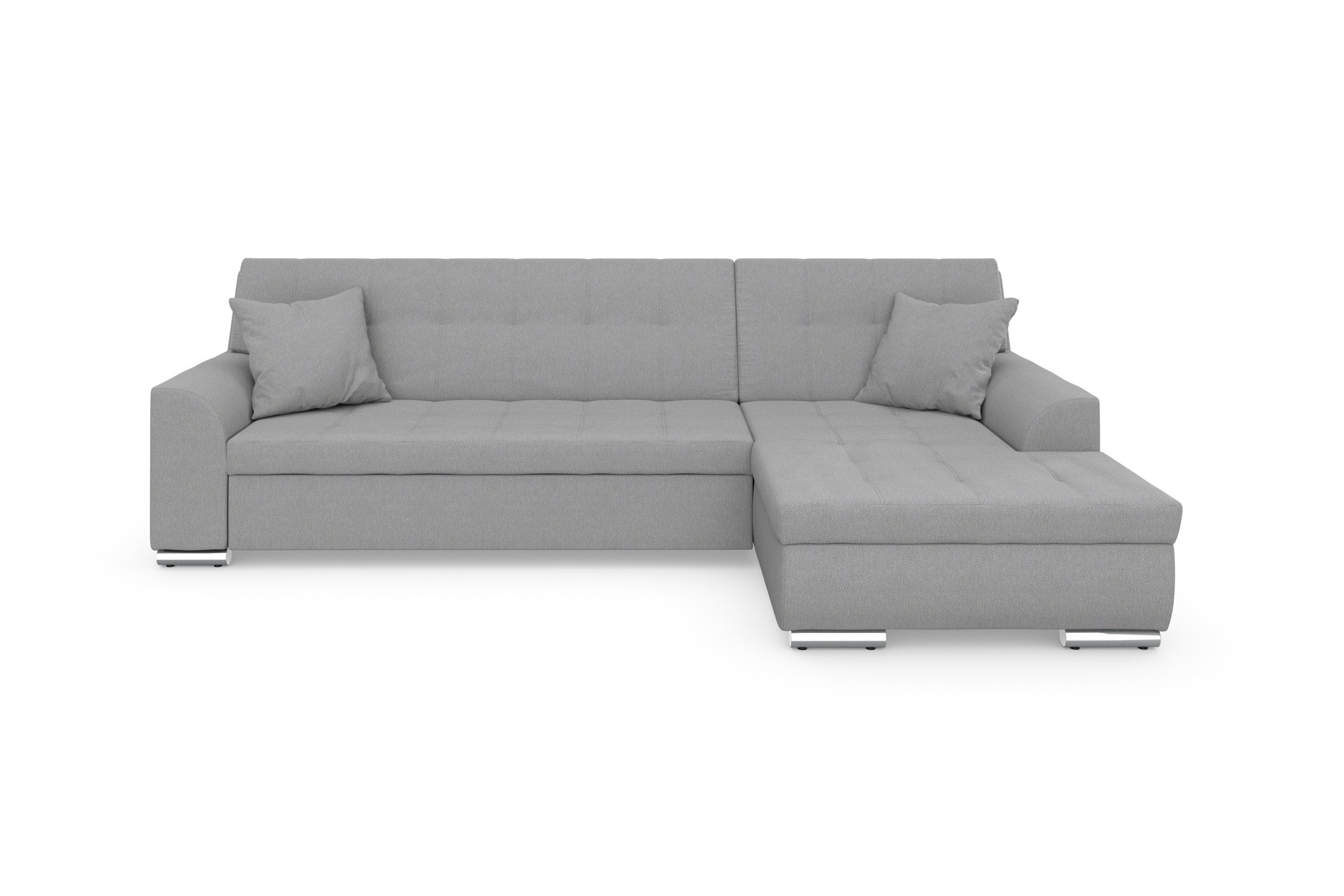 DOMO collection Hoekbank Treviso veel bekledingen, ook in cord, L-vorm, B/D/H: 267/80/83 cm optioneel met slaapbank functie, incl. sierkussens, hoogwaardig doorgestikt patroon