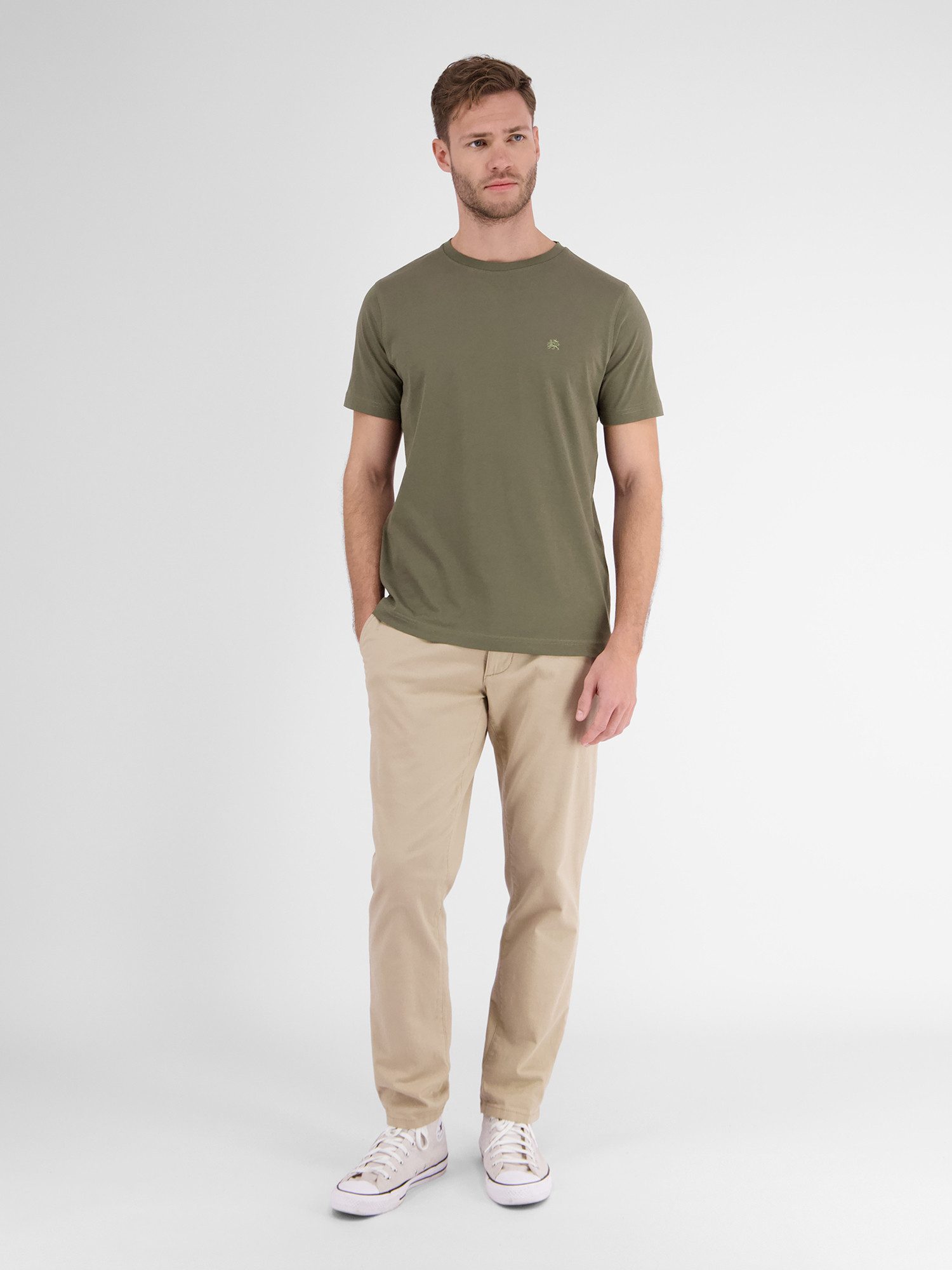 Lerros T-shirt LERROS basic T-shirt met logostiksel, effen