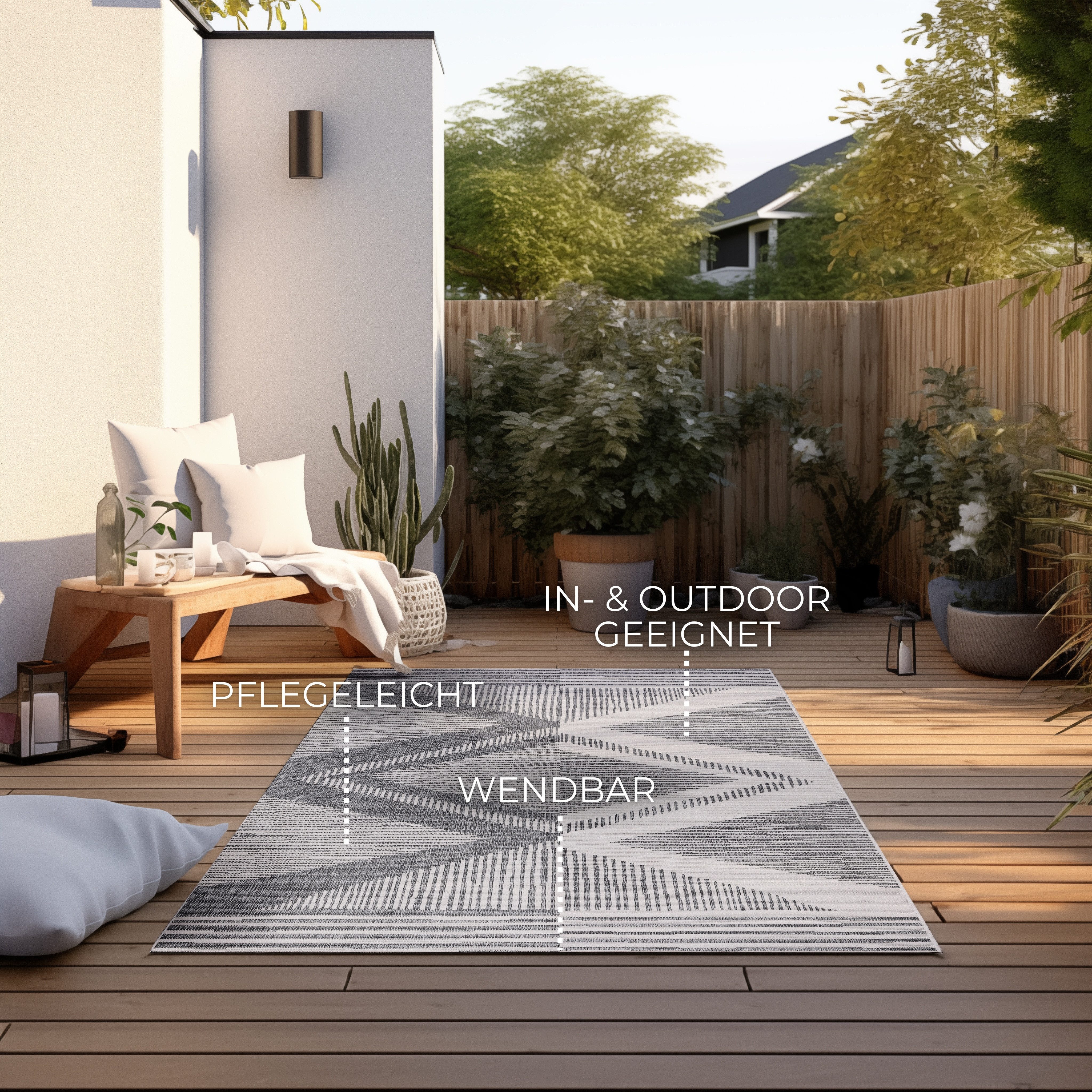 ELLE DECORATION Vloerkleed Rhombus, In- en Outdoor Vlakweefsel, binnen- en buitengebruik, modern, omkeerbaar tapijt, balkon, woonkamer