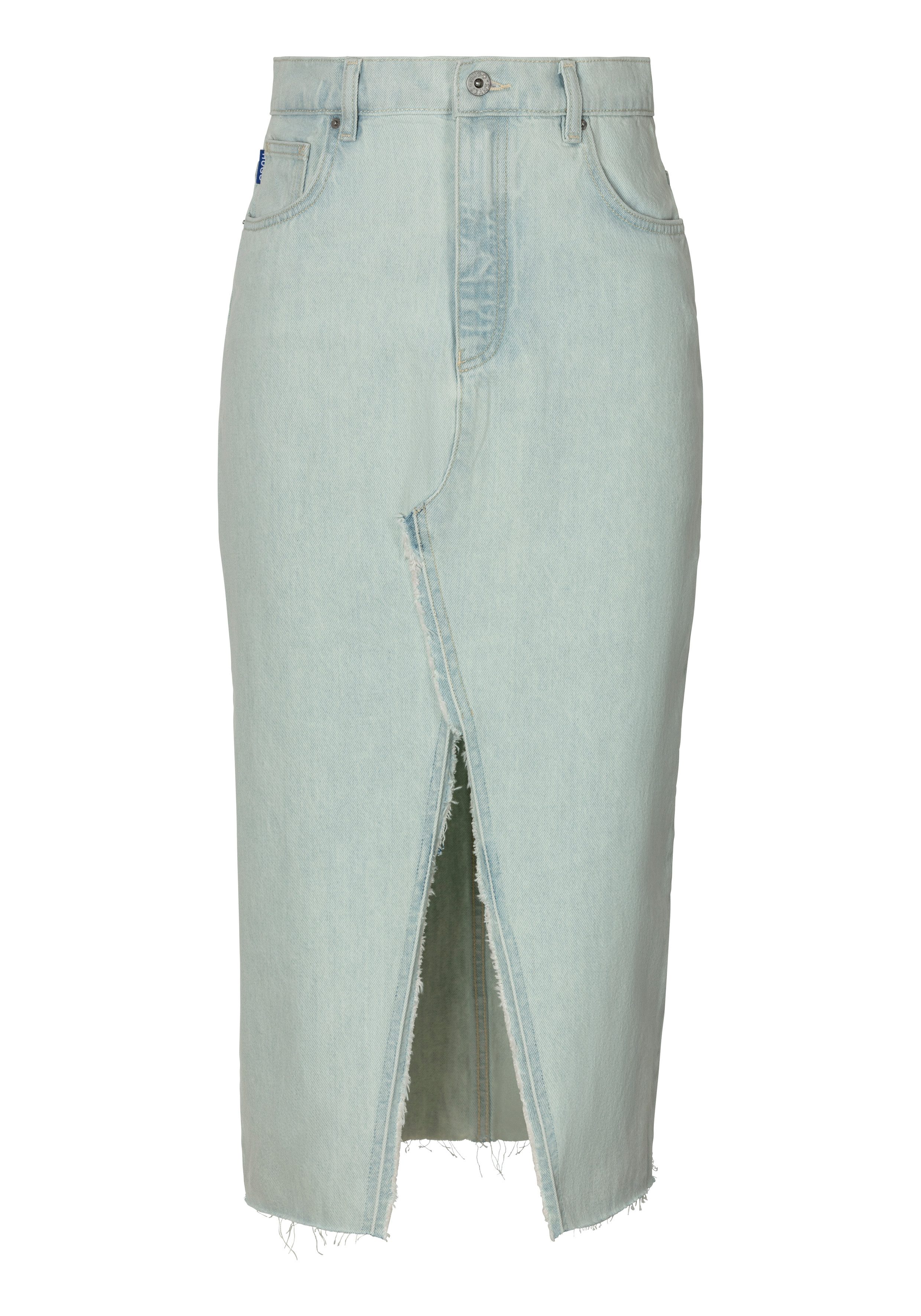 HUGO Blue Jeans rok Galita met franjes aan de zoom midi rok