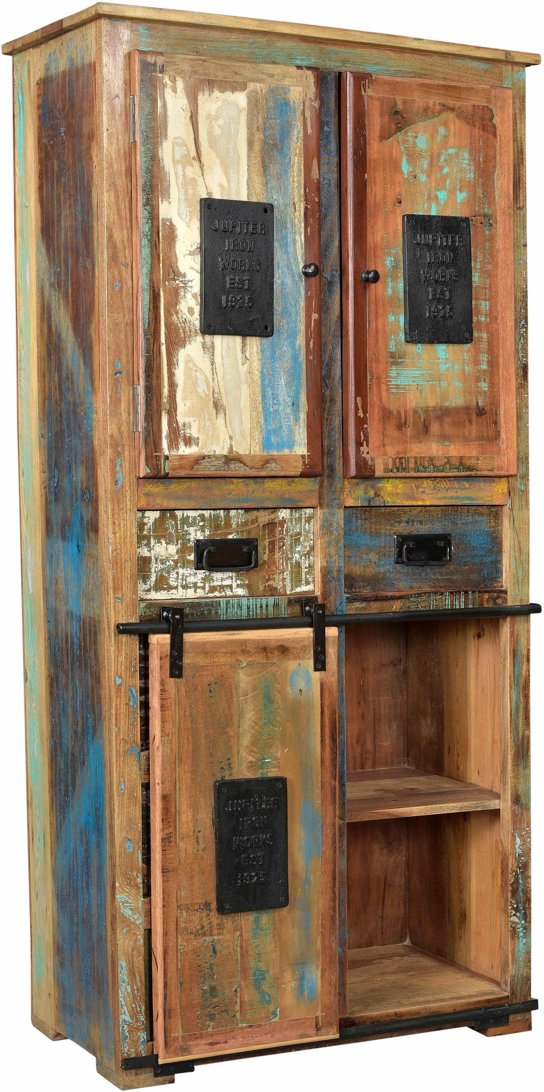 SIT Bergkast JUPITER van gerecycled gebruikt hout, hoogte 180 cm, shabby chic, vintage