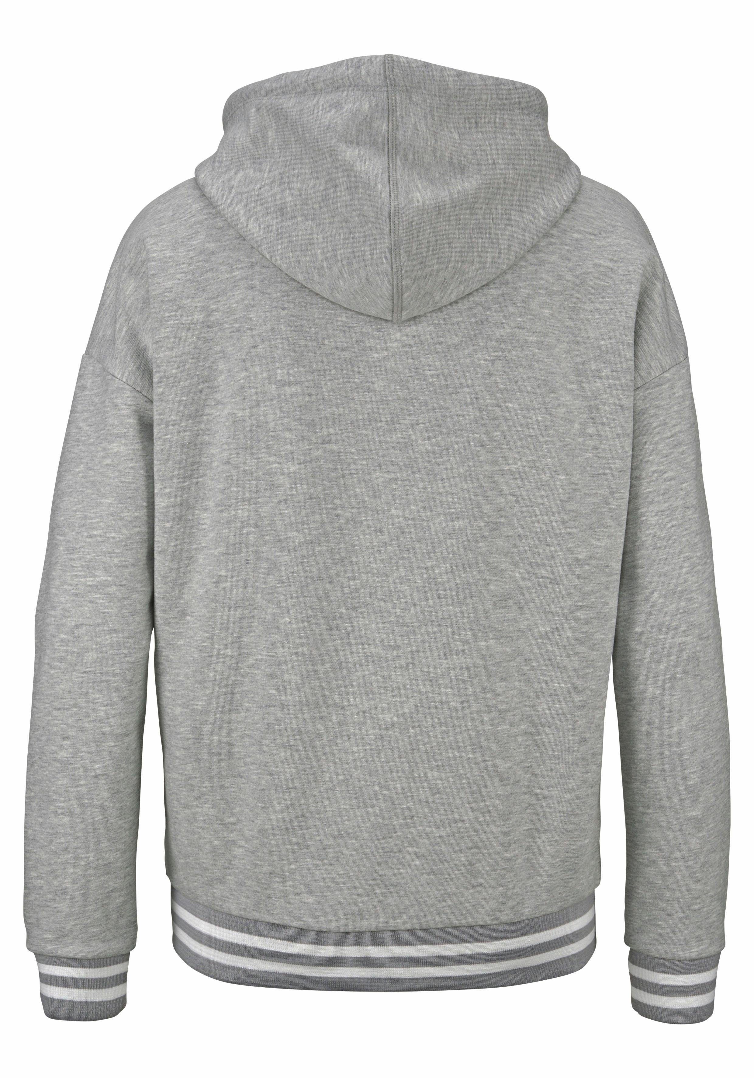 Bench. Capuchonsweatvest met gestreepte boorden en glansprint, loungewear, loungepak