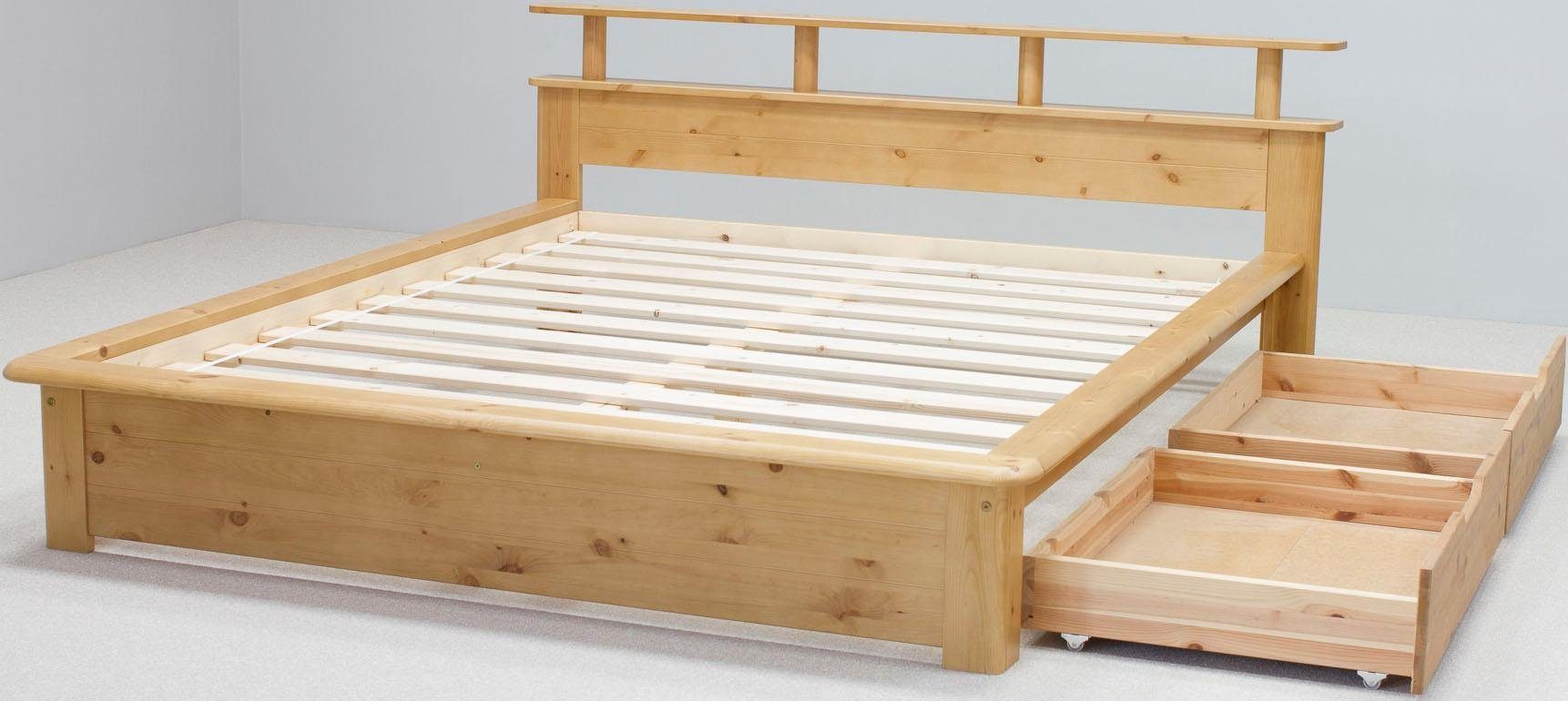 Home affaire Functioneel ledikant "FINJA" dennenbed, futonbed, hoofdeinde met opbergruimte