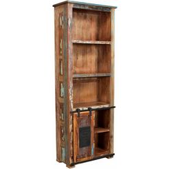 sit boekenkast jupiter van gerecycled gebruikt hout, hoogte 180 cm, shabby chic, vintage multicolor