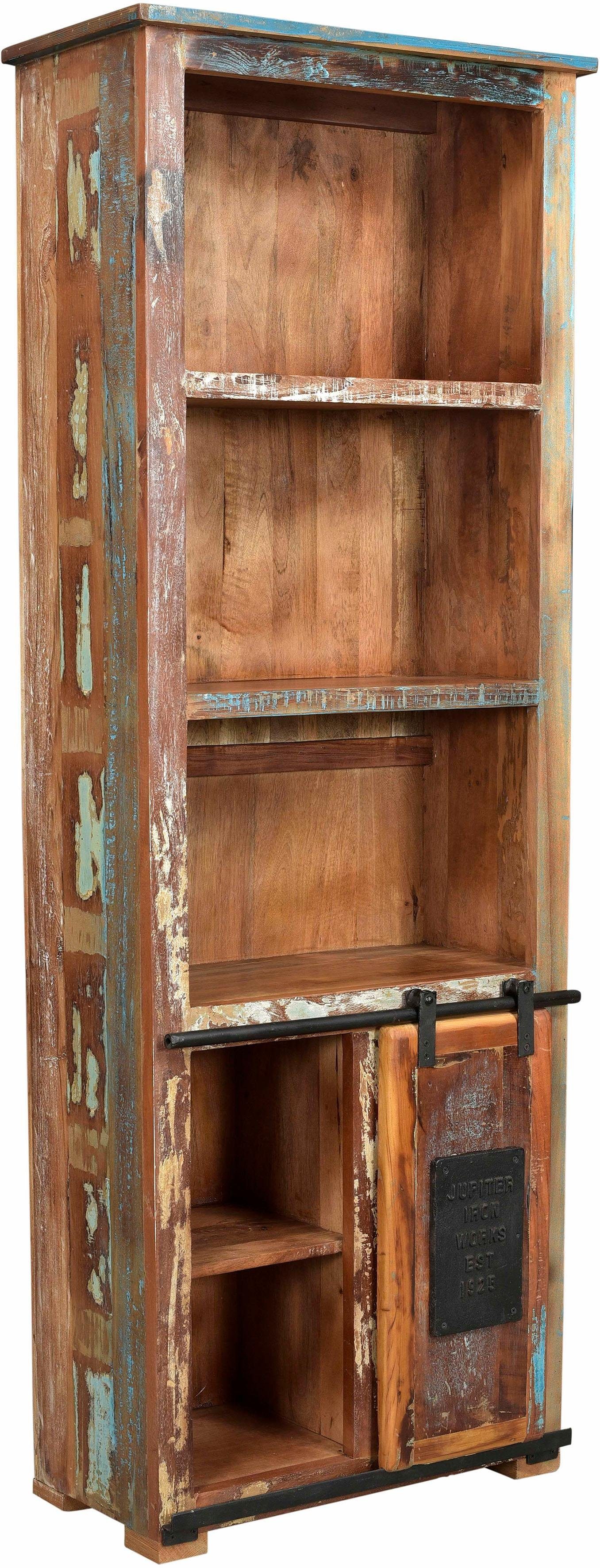 SIT Boekenkast JUPITER van gerecycled gebruikt hout, hoogte 180 cm, shabby chic, vintage