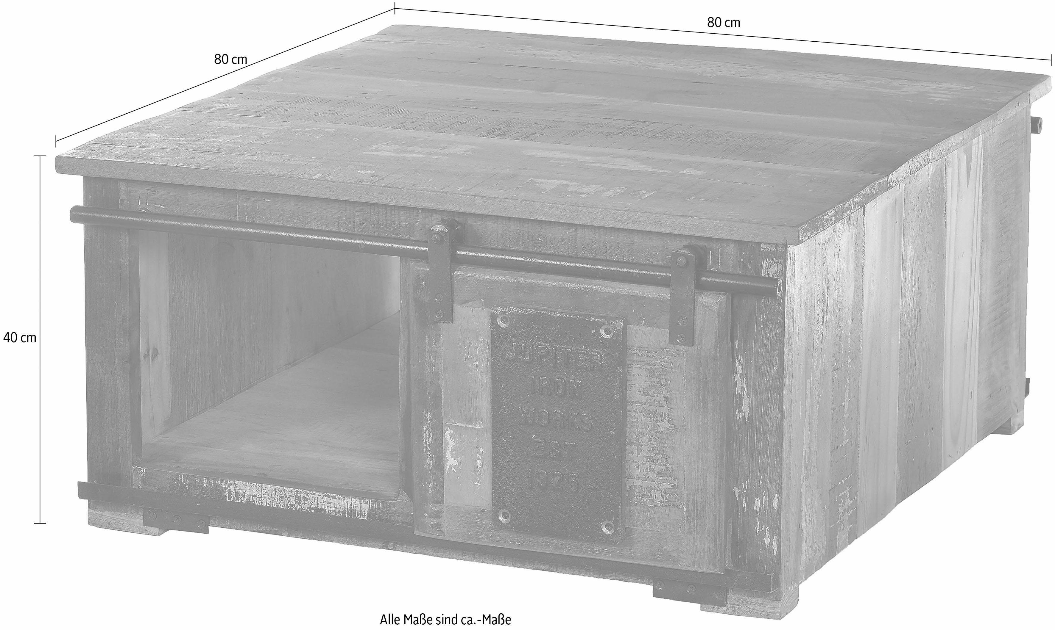 SIT Salontafel JUPITER van gerecycled gebruikt hout, met schuifdeuren, shabby chic, vintage