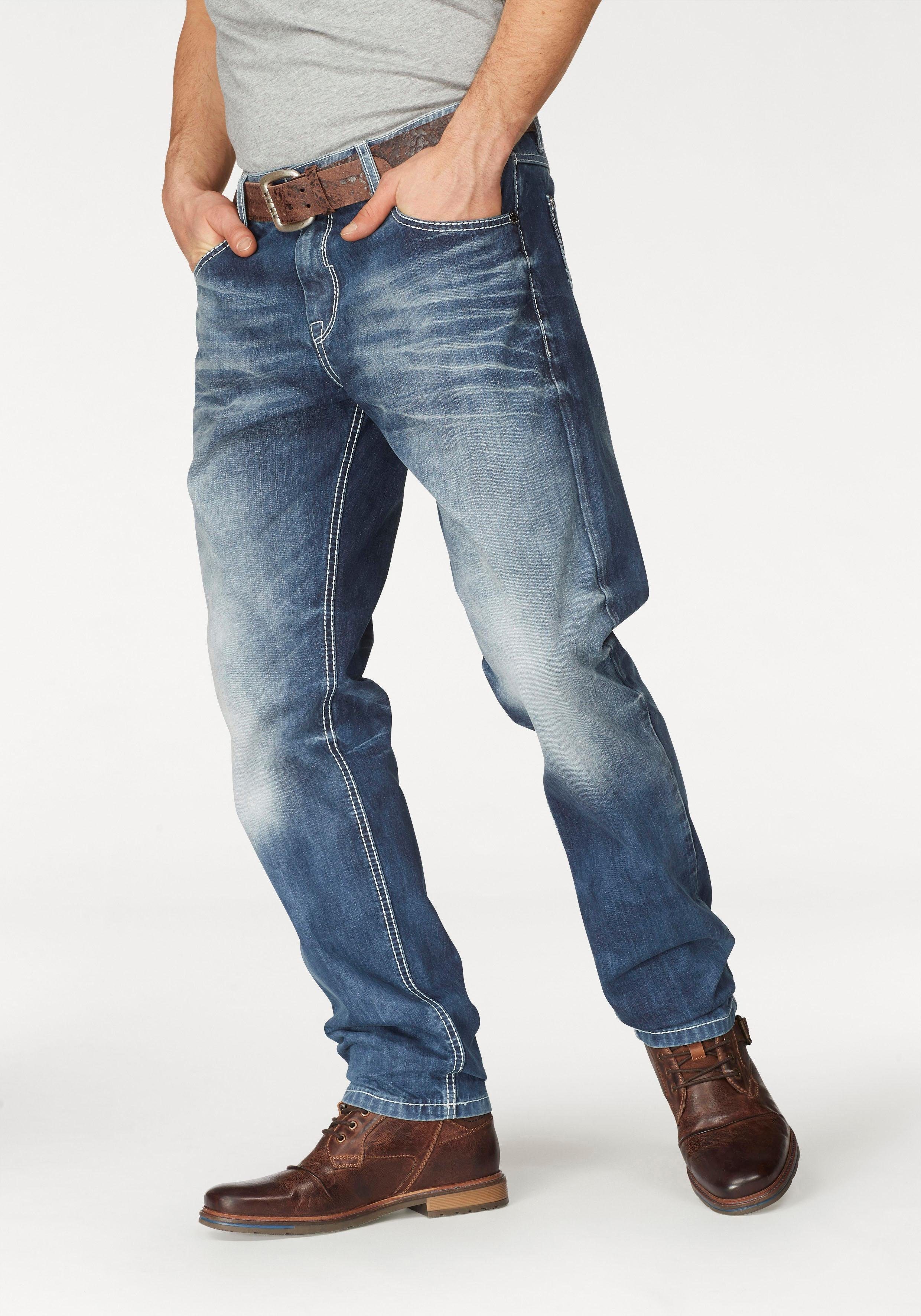 Southpole Heren Jeans loose fit snit Southpole-Logo 5 zakken rauw zwart