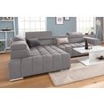 exxpo - sofa fashion hoekbank met verstelbare hoofdsteun resp. rugleuning, naar keuze met slaapfunctie zilver