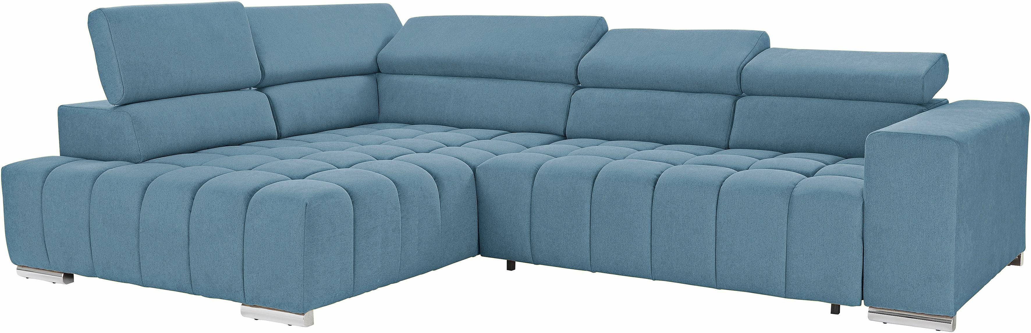 exxpo - sofa fashion Hoekbank Elias, actuele kruissteek in de zitting, comfortabel, L-vorm met verstelbare hoofdsteun resp. rugleuning, naar keuze met slaapfunctie