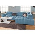 exxpo - sofa fashion hoekbank met verstelbare hoofdsteun resp. rugleuning, naar keuze met slaapfunctie blauw