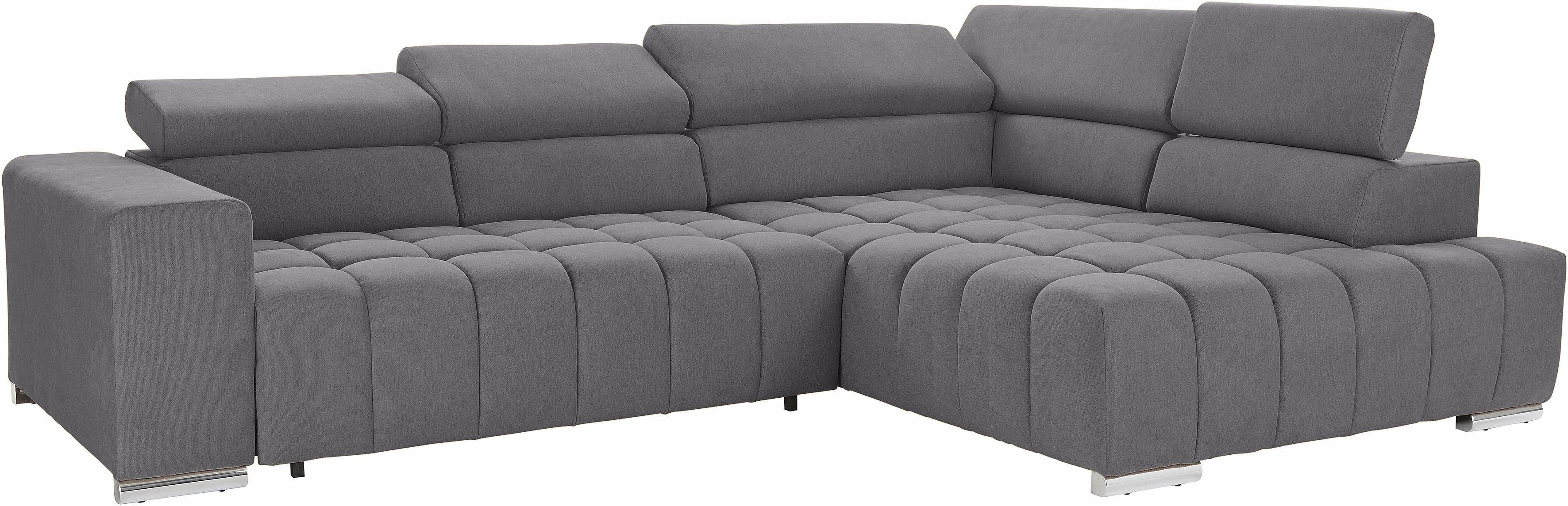 exxpo - sofa fashion Hoekbank Elias, actuele kruissteek in de zitting, comfortabel, L-vorm met verstelbare hoofdsteun resp. rugleuning, naar keuze met slaapfunctie
