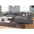 exxpo - sofa fashion hoekbank met verstelbare hoofdsteun resp. rugleuning, naar keuze met slaapfunctie grijs
