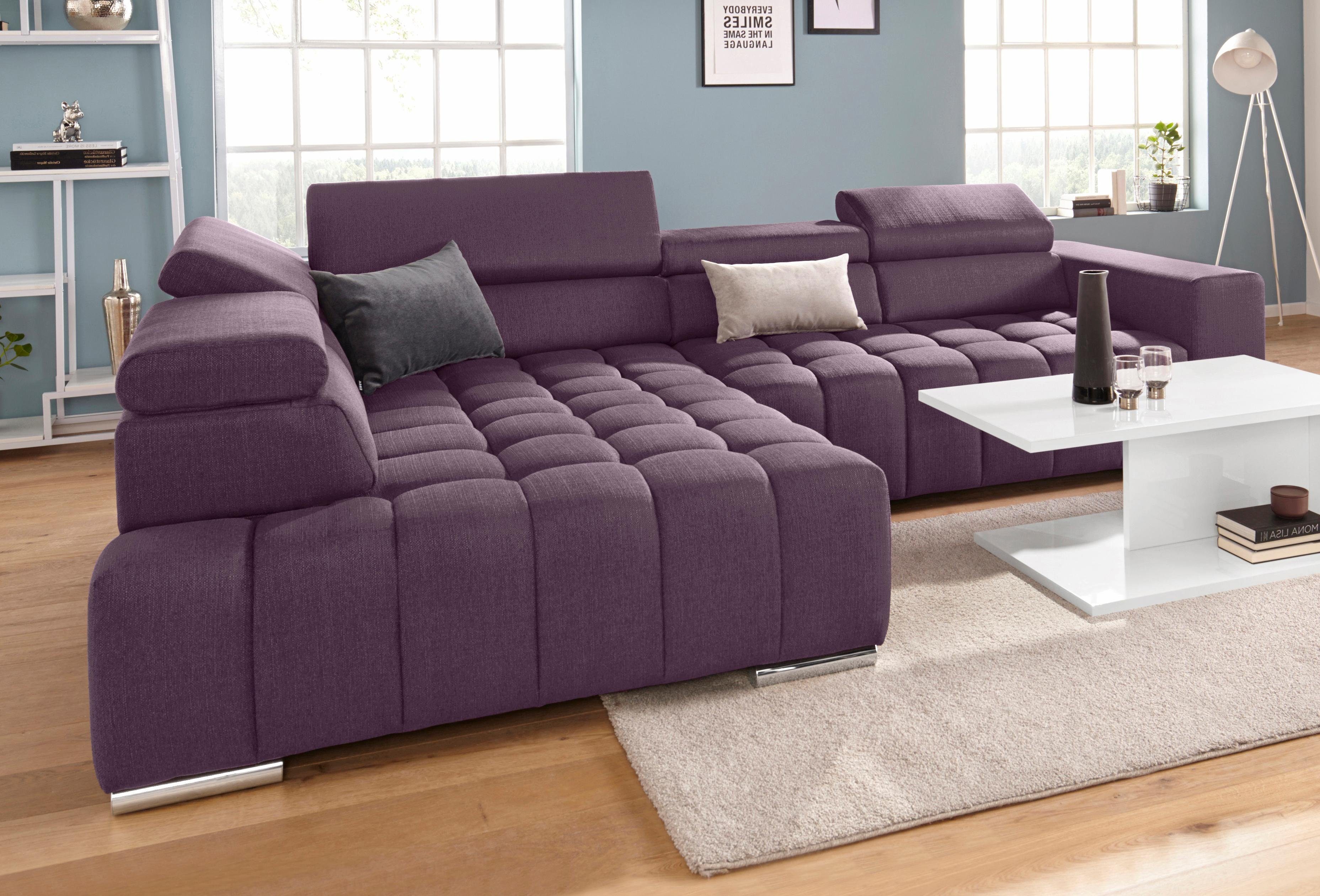 Exxpo - sofa fashion Hoekbank Elias, actuele kruissteek in de zitting, comfortabel, L-vorm met verstelbare hoofdsteun resp. rugleuning, naar keuze met slaapfunctie