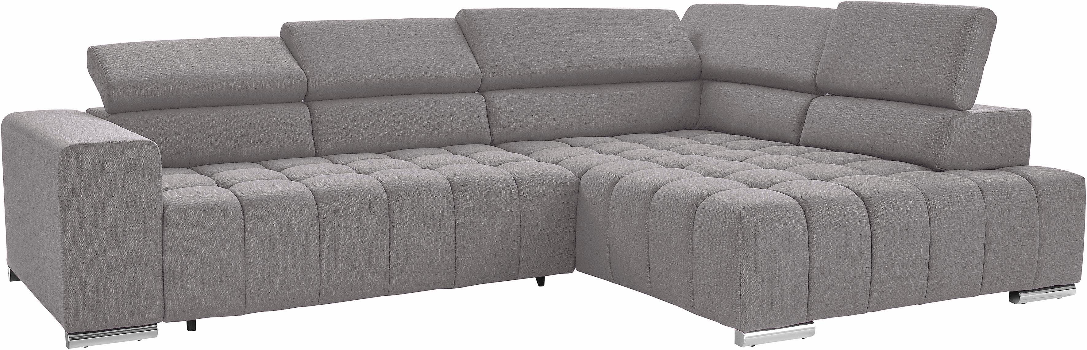 exxpo - sofa fashion Hoekbank Elias, actuele kruissteek in de zitting, comfortabel, L-vorm met verstelbare hoofdsteun resp. rugleuning, naar keuze met slaapfunctie